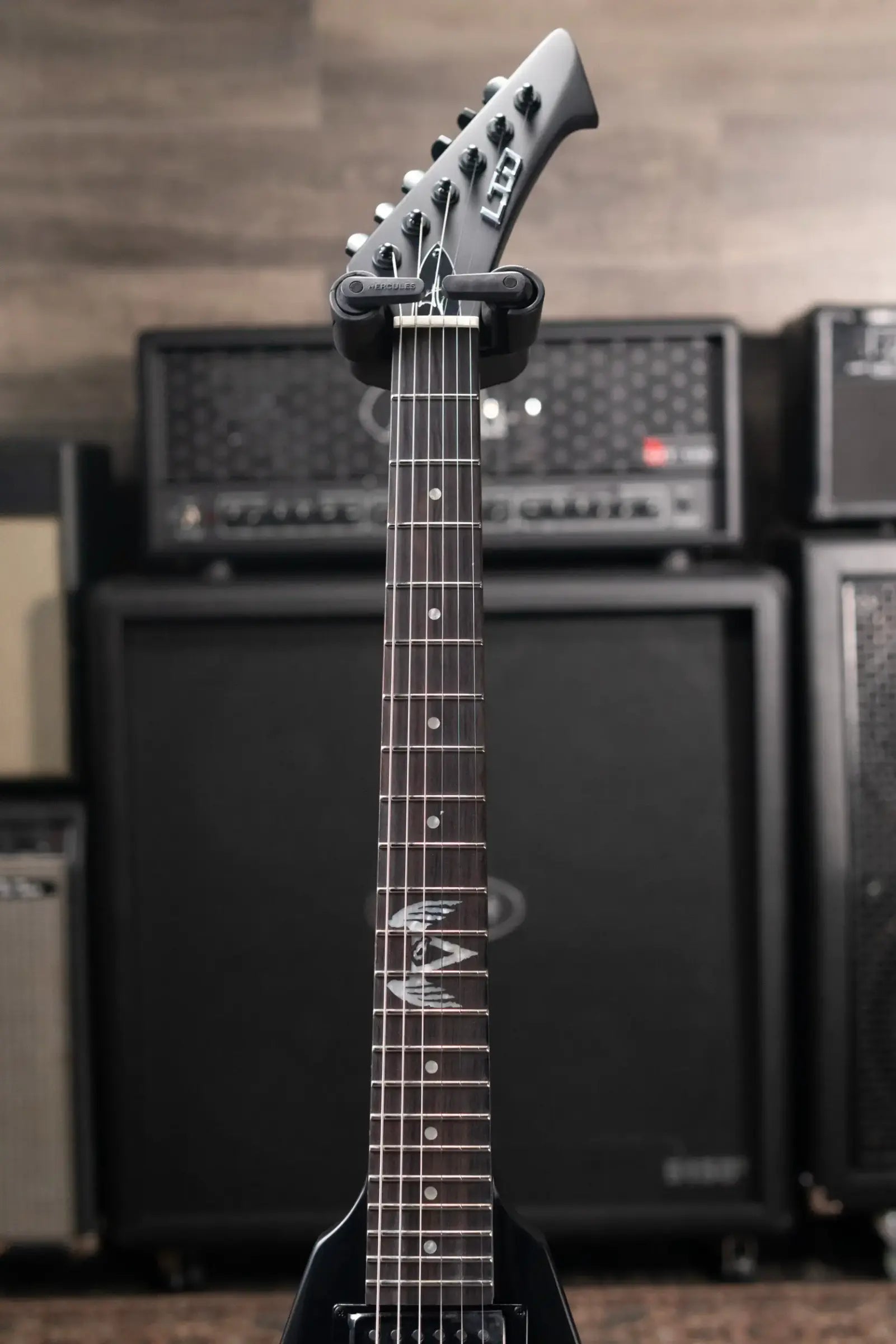 ESP LTD James Hetfield Signature Vulture Electric Guitar - Satin Black with Hardshell Case