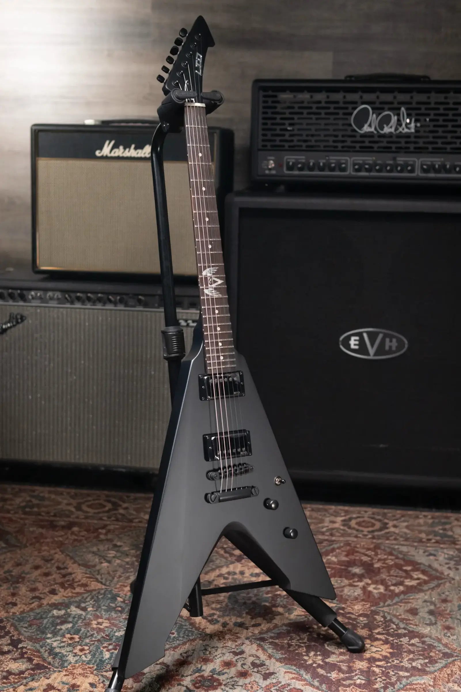 ESP LTD James Hetfield Signature Vulture Electric Guitar - Satin Black with Hardshell Case