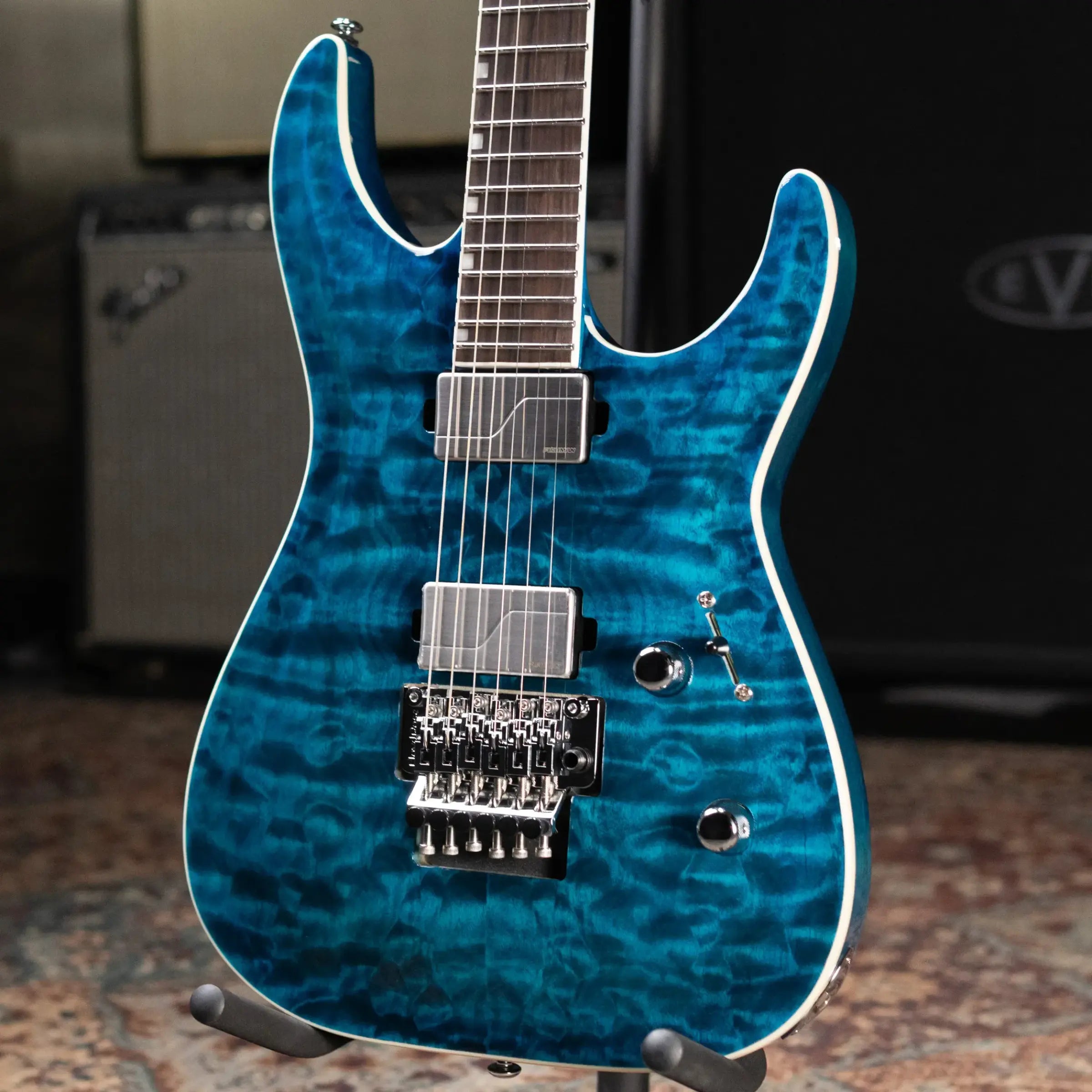 ESP LTD MH-1000 QM Electric Guitar - Black Ocean