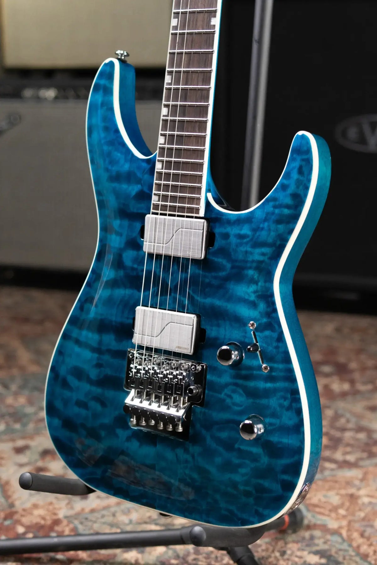 ESP LTD MH-1000 QM Electric Guitar - Black Ocean