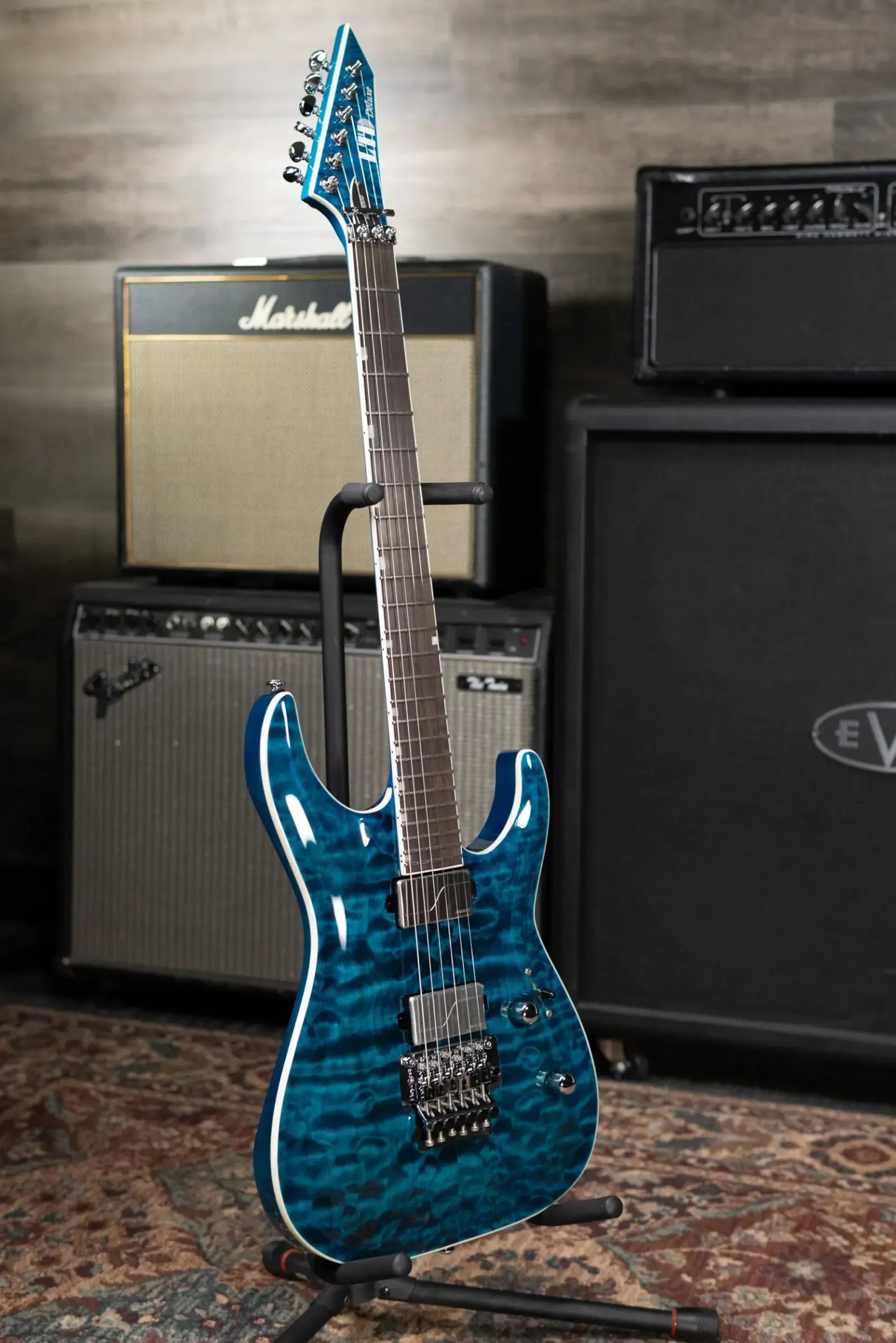ESP LTD MH-1000 QM Electric Guitar - Black Ocean