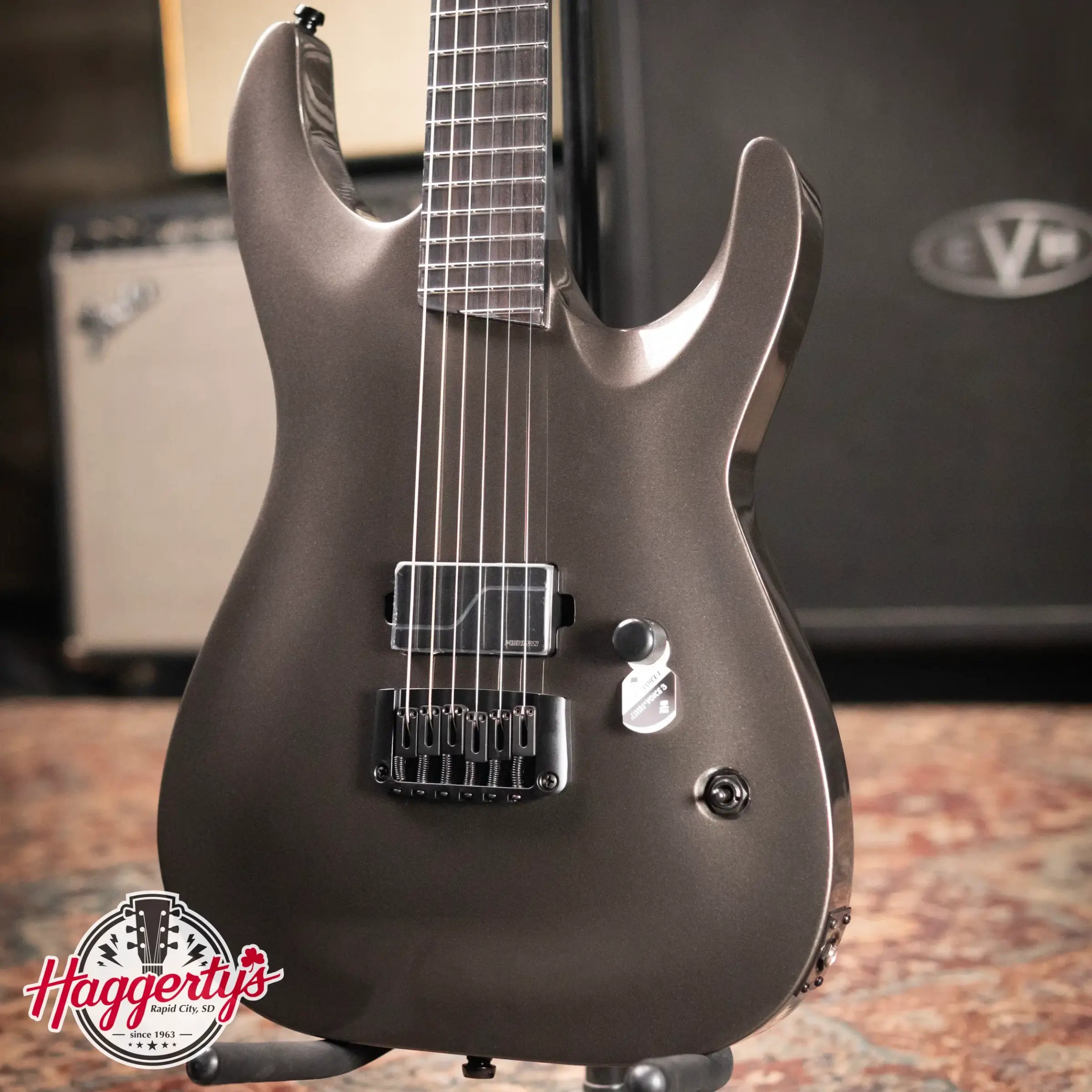 ESP LTD MT-I Mick Thomson Signature Electric Guitar - Obsidian Metallic with Hardshell Case
