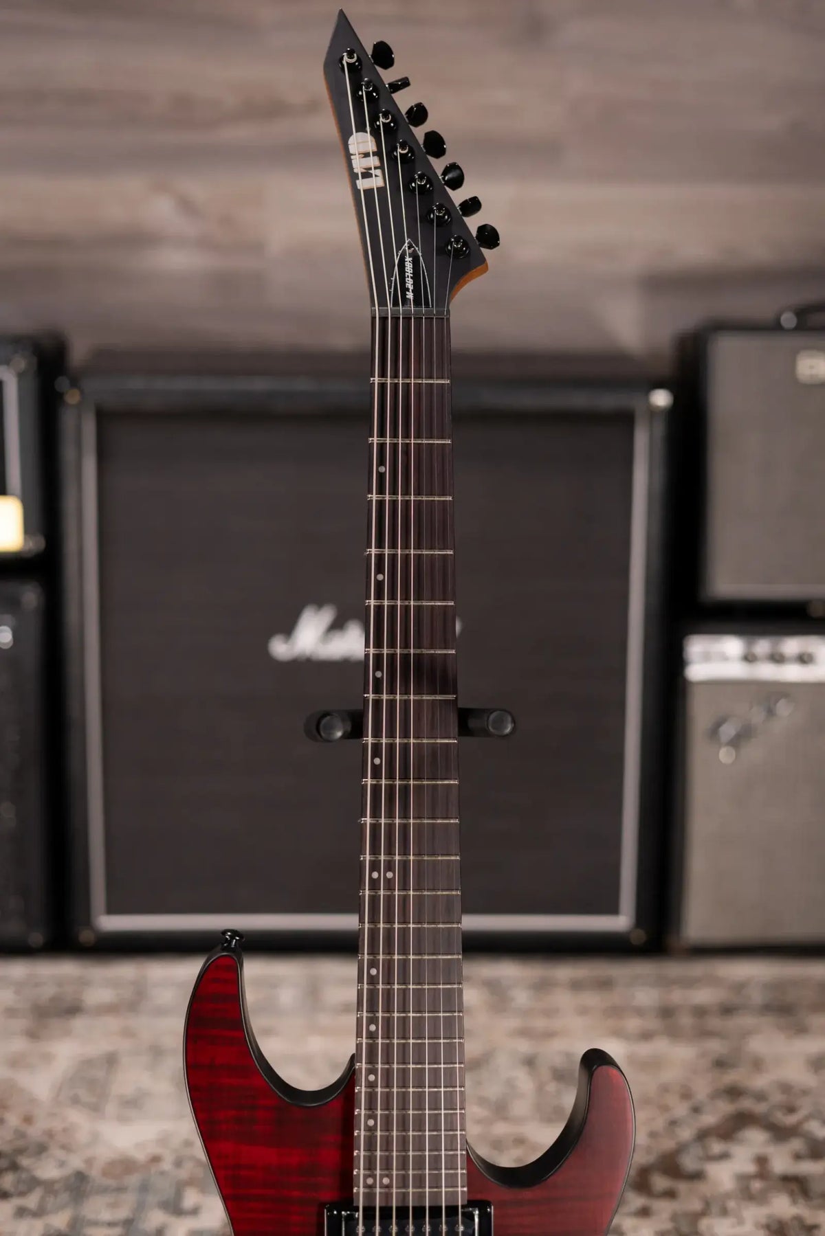 ESP LTD M-207DX Baritone 7-String Electric Guitar - Crimson Satin
