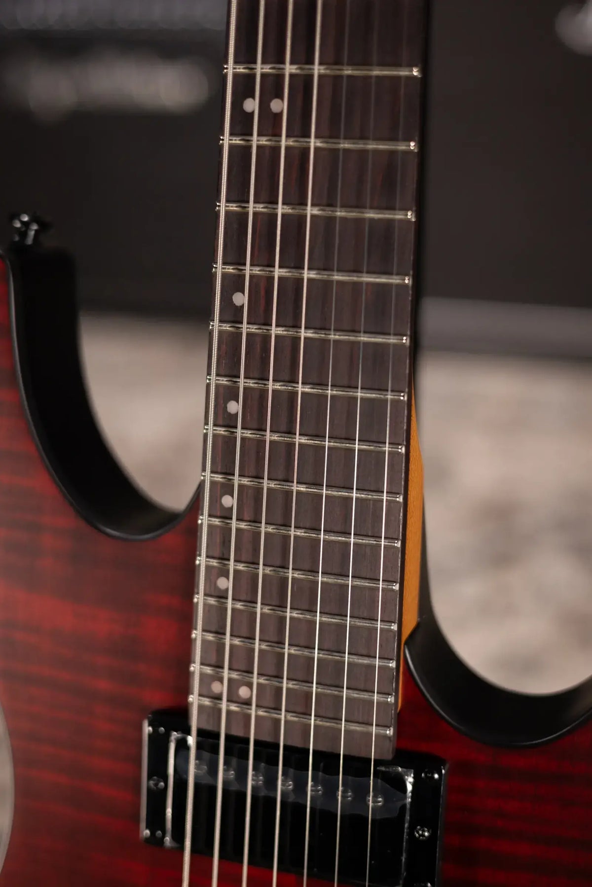 ESP LTD M-207DX Baritone 7-String Electric Guitar - Crimson Satin