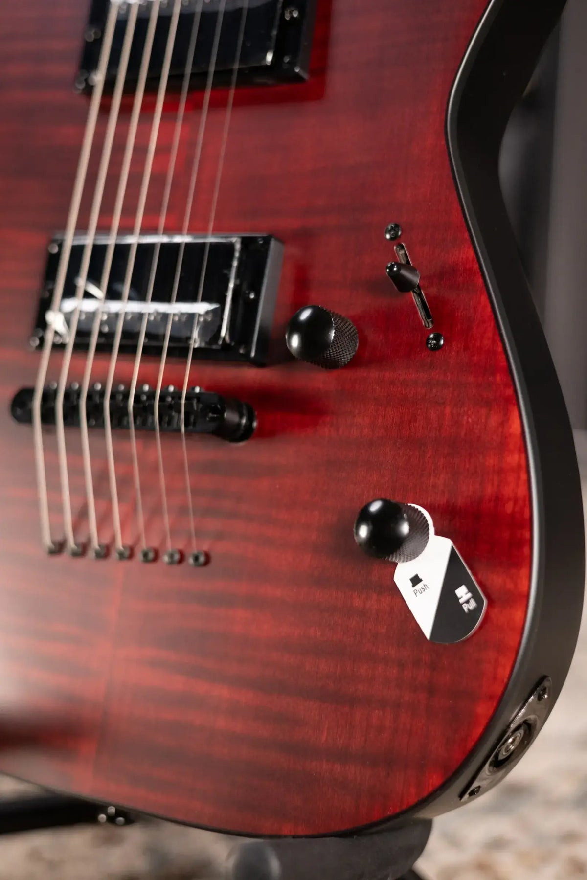ESP LTD M-207DX Baritone 7-String Electric Guitar - Crimson Satin