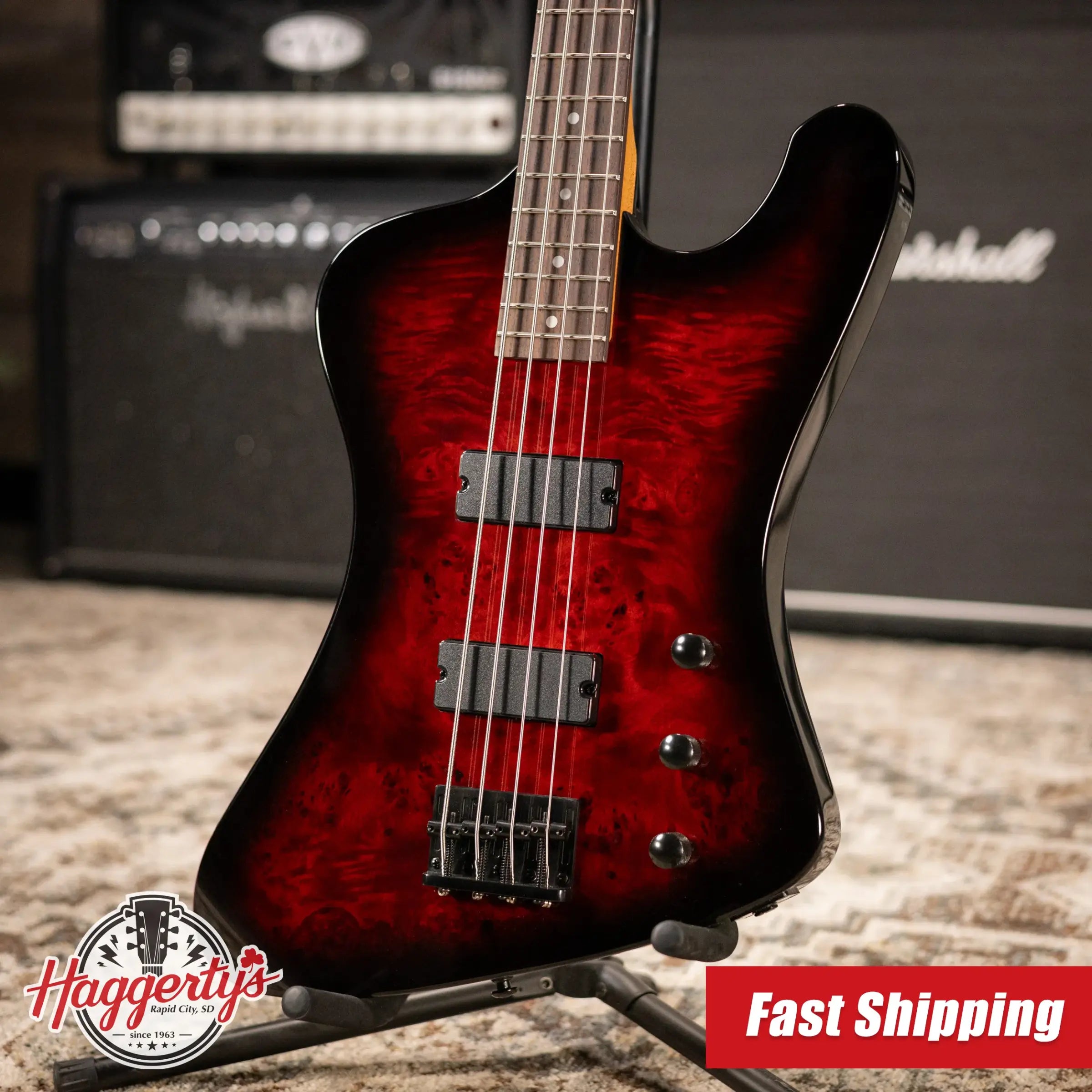 ESP LTD Phoenix-204DX Electric Bass - Red Burst