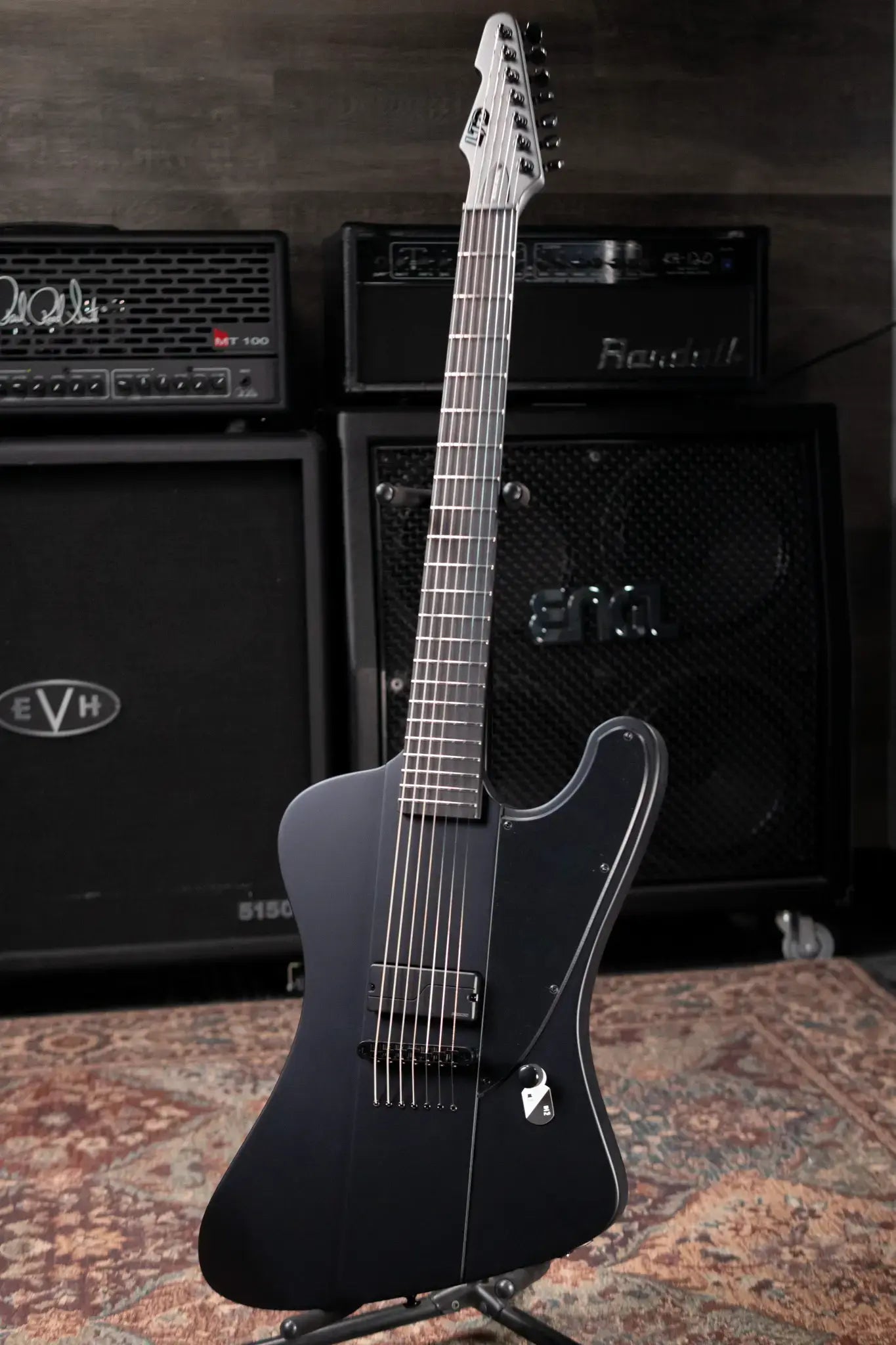 ESP LTD Phoenix-7 Baritone Black Metal Electric Guitar - Black Satin