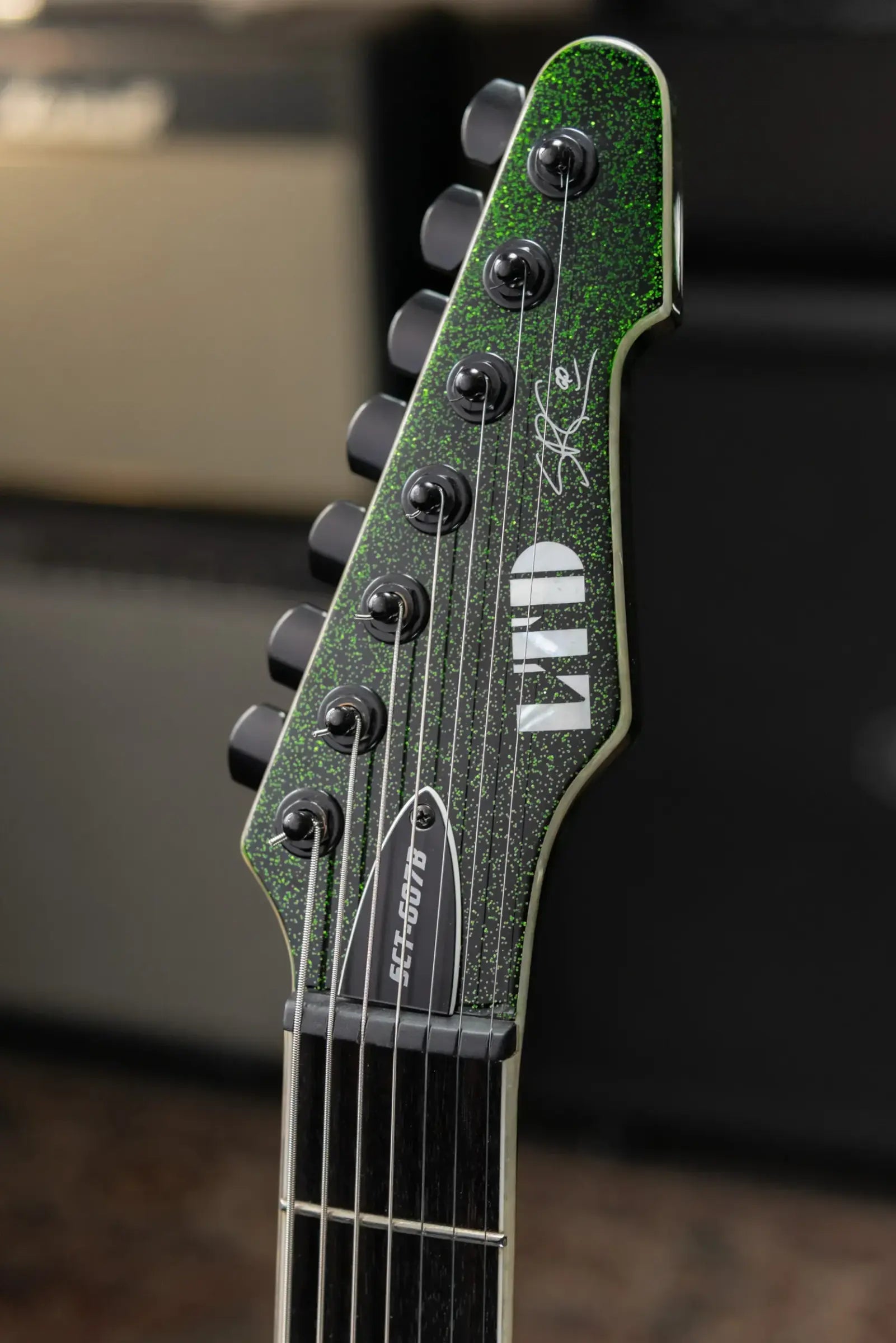 ESP LTD Stephen Carpenter SCT-607B 7-String Electric Guitar - Green Sparkle with Hardshell Case and Upgraded Pickups - Used