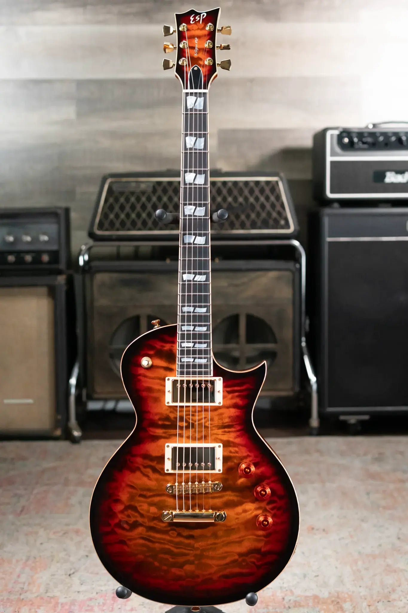 ESP USA Custom Shop Eclipse Electric Guitar - Tiger Eye Sunburst with Hardshell Case
