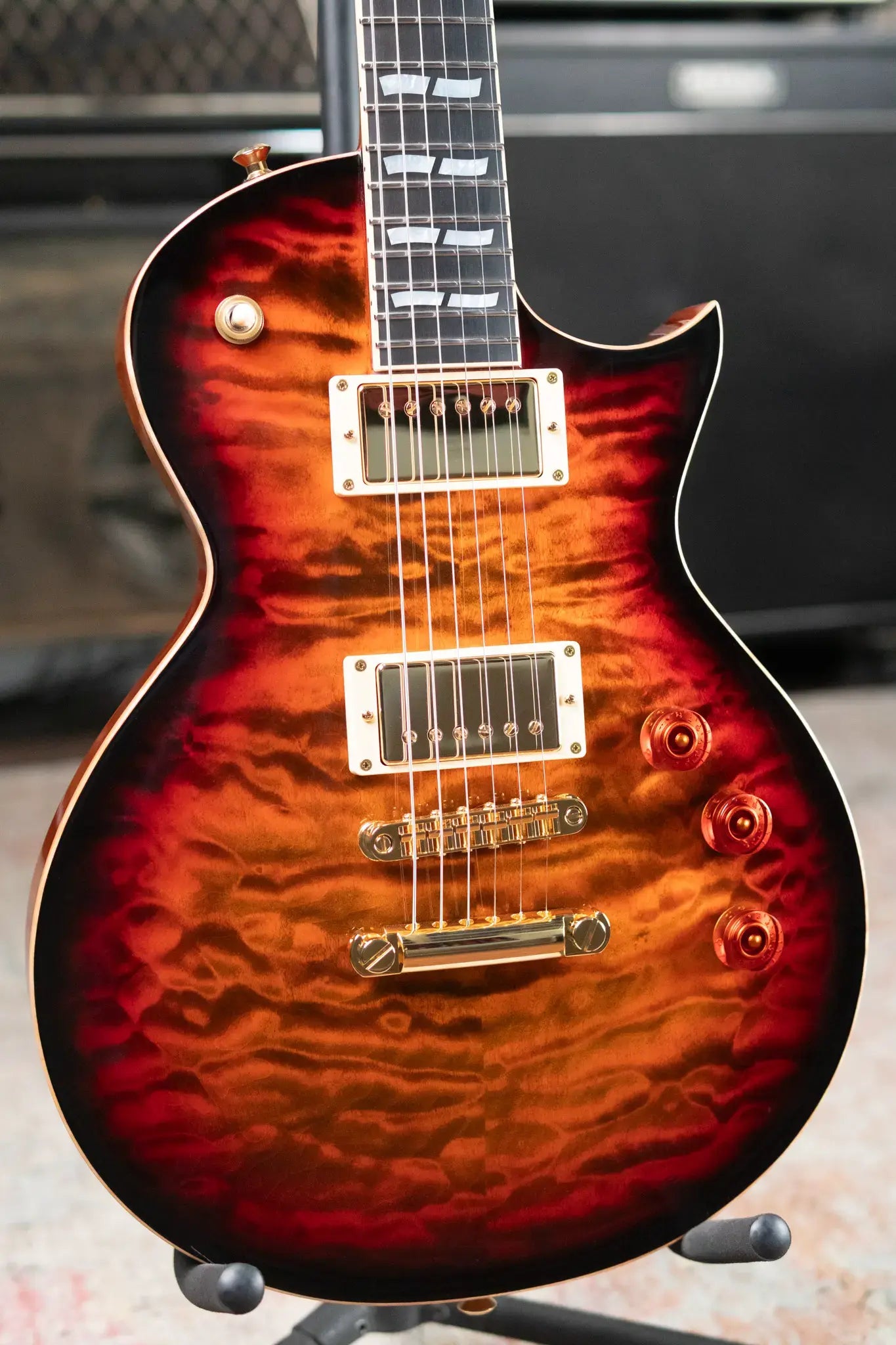 ESP USA Custom Shop Eclipse Electric Guitar - Tiger Eye Sunburst with Hardshell Case
