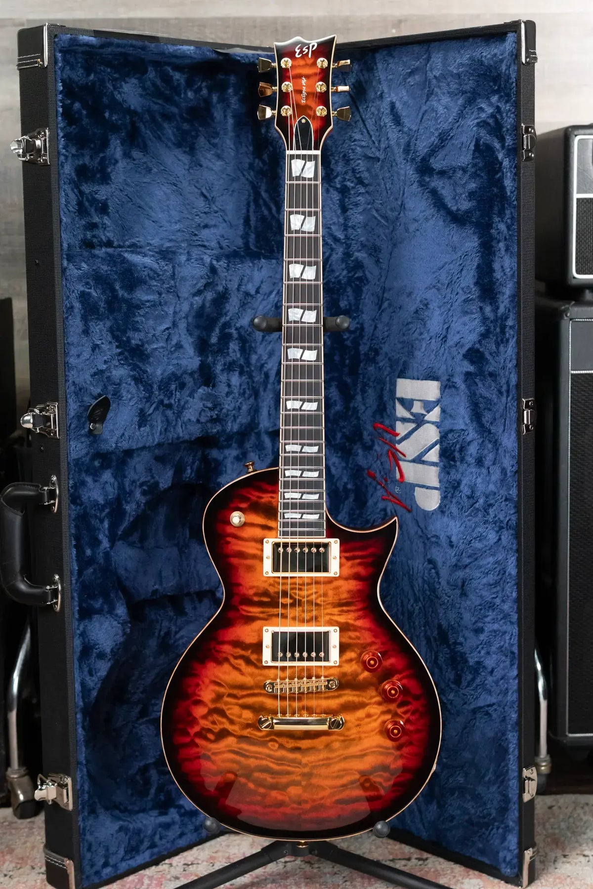 ESP USA Custom Shop Eclipse Electric Guitar - Tiger Eye Sunburst with Hardshell Case