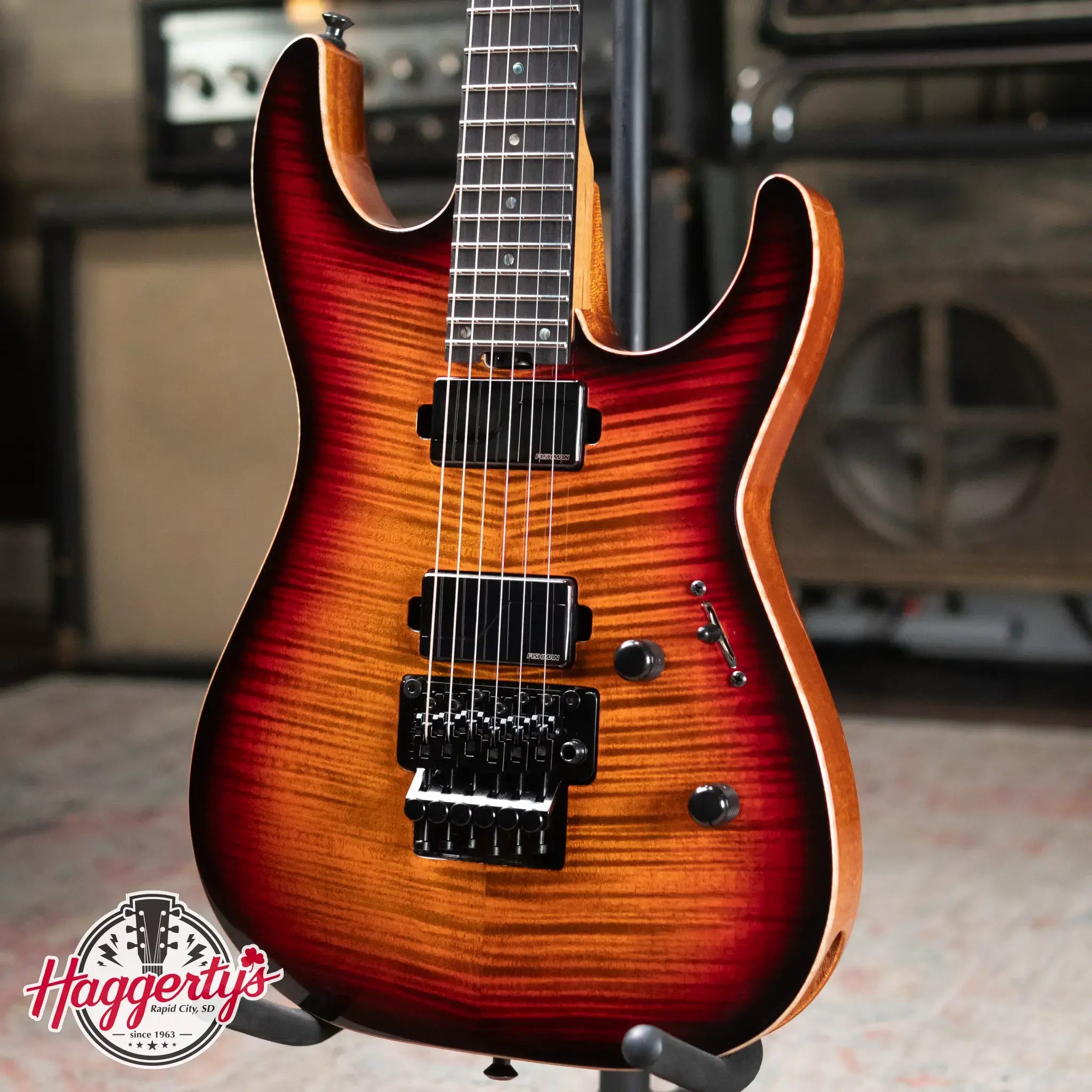 ESP USA Custom Shop M-II FR Electric Guitar - Tiger Eye Sunburst with Hardshell Case