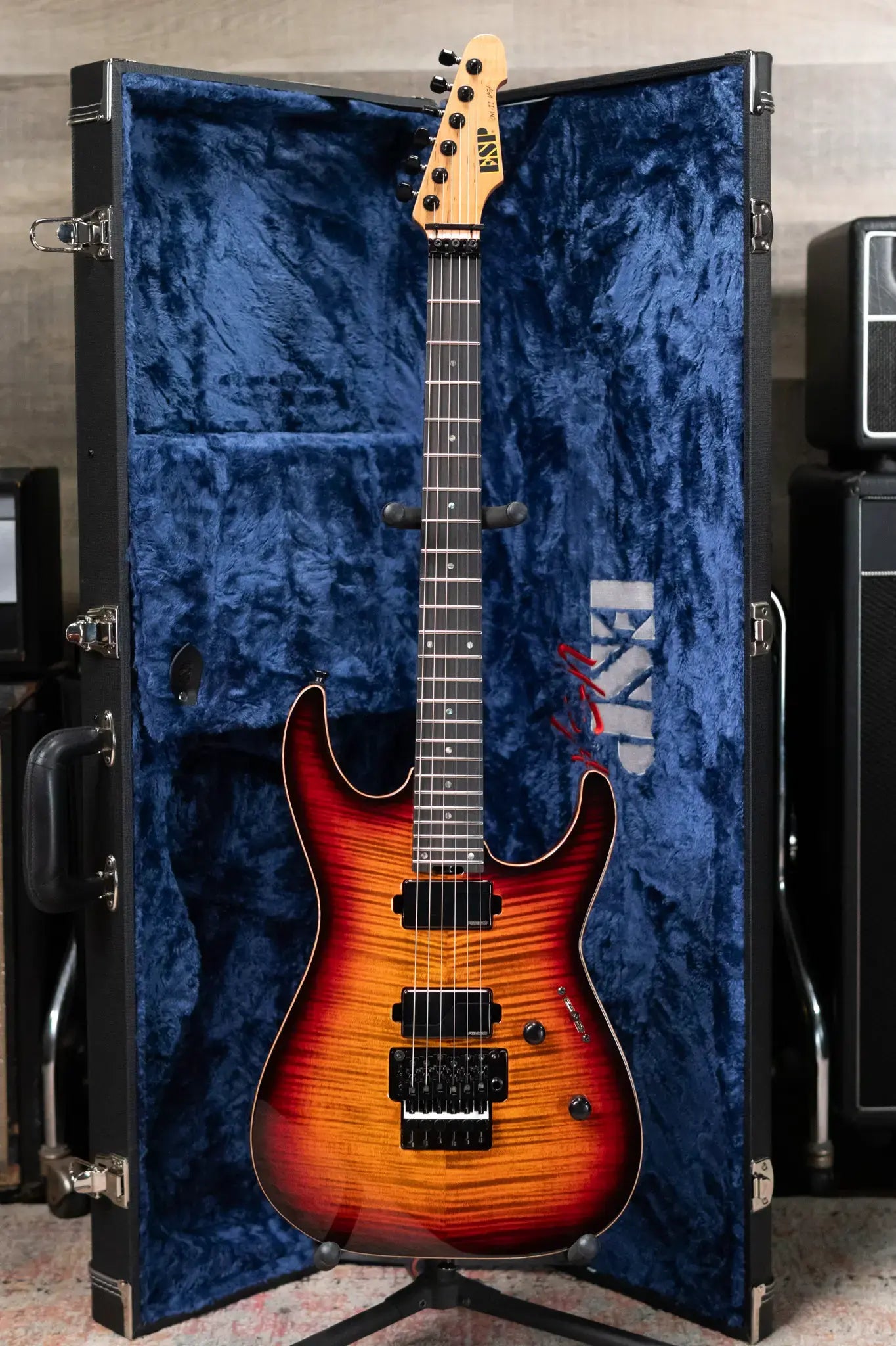 ESP USA Custom Shop M-II FR Electric Guitar - Tiger Eye Sunburst with Hardshell Case
