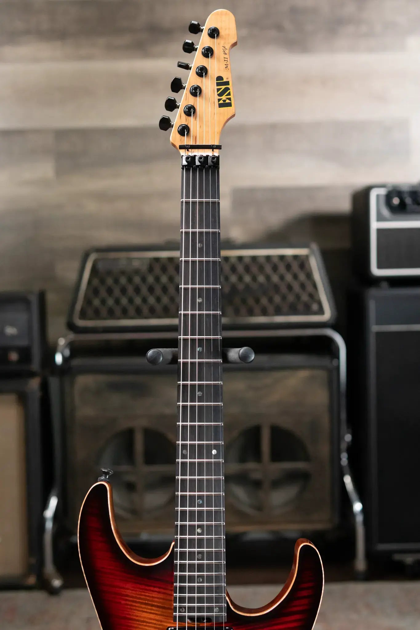 ESP USA Custom Shop M-II FR Electric Guitar - Tiger Eye Sunburst with Hardshell Case