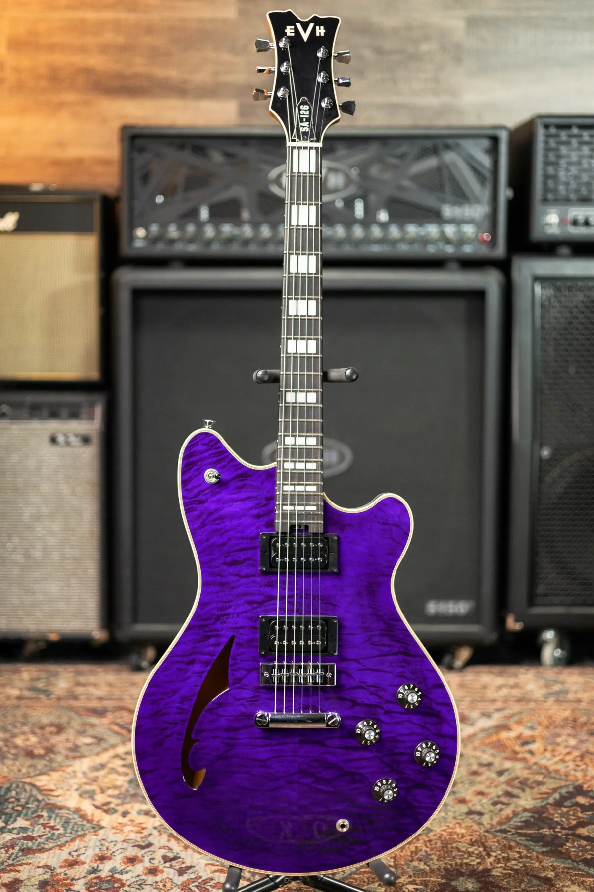 EVH SA-126 Special Quilted Maple Semi-Hollow Electric Guitar - Transparent Purple with Hardshell Case - Demo Model