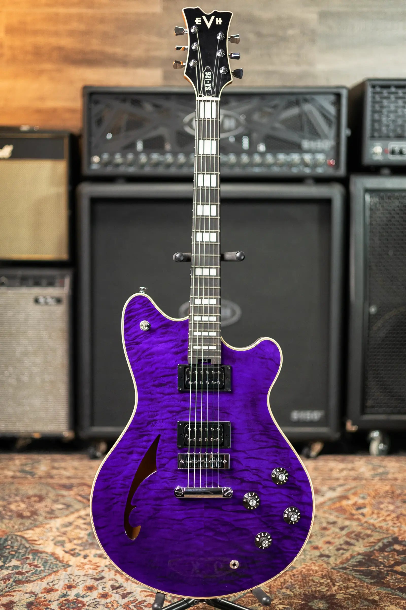 EVH SA-126 Special Quilted Maple Semi-Hollow Electric Guitar - Transparent Purple with Hardshell Case