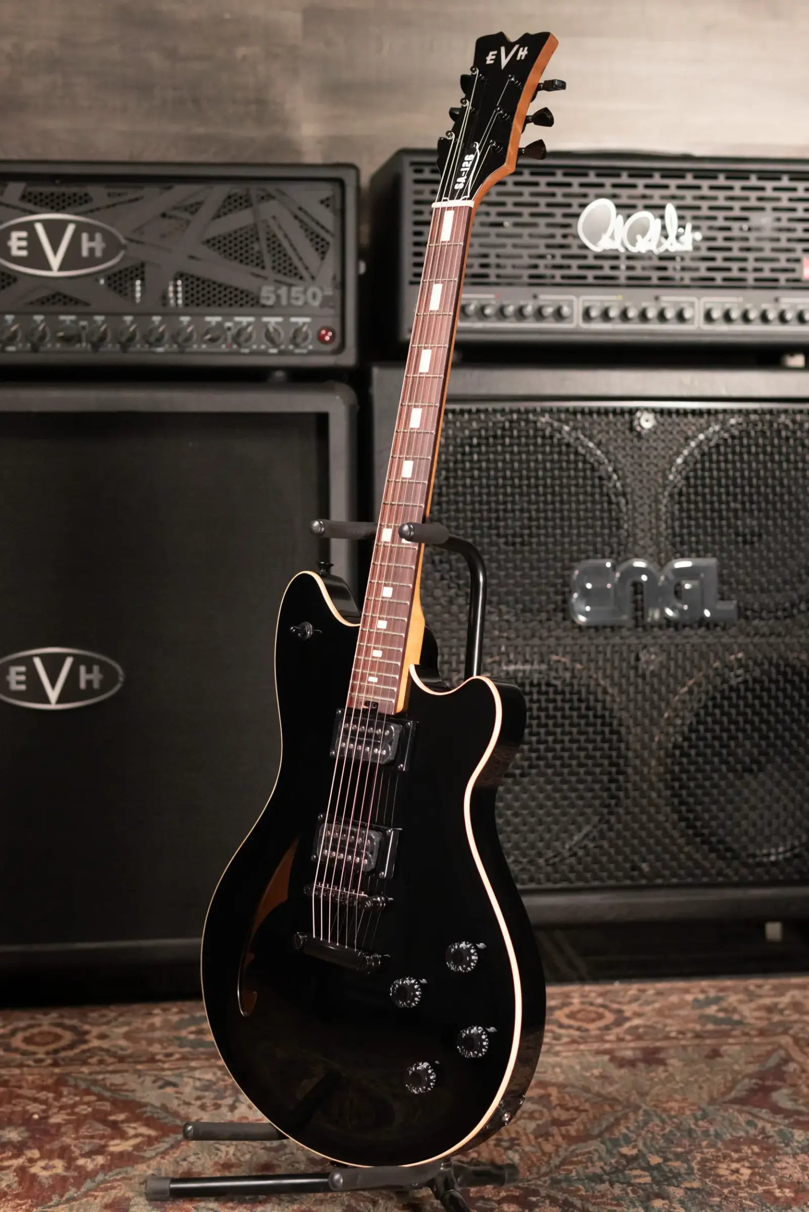 EVH SA-126 Standard Semi-Hollow Electric Guitar - Piano Black
