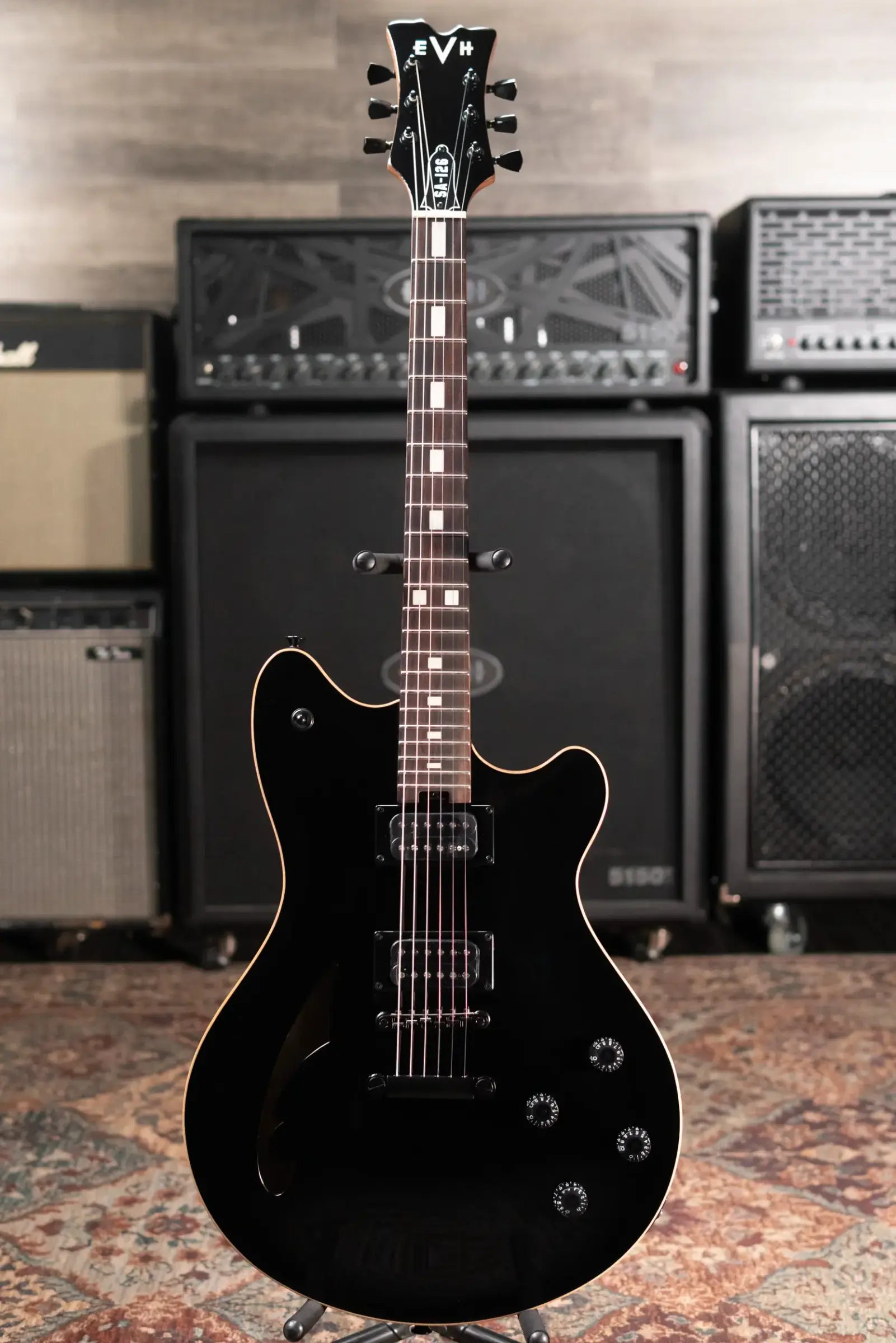 EVH SA-126 Standard Semi-Hollow Electric Guitar - Piano Black