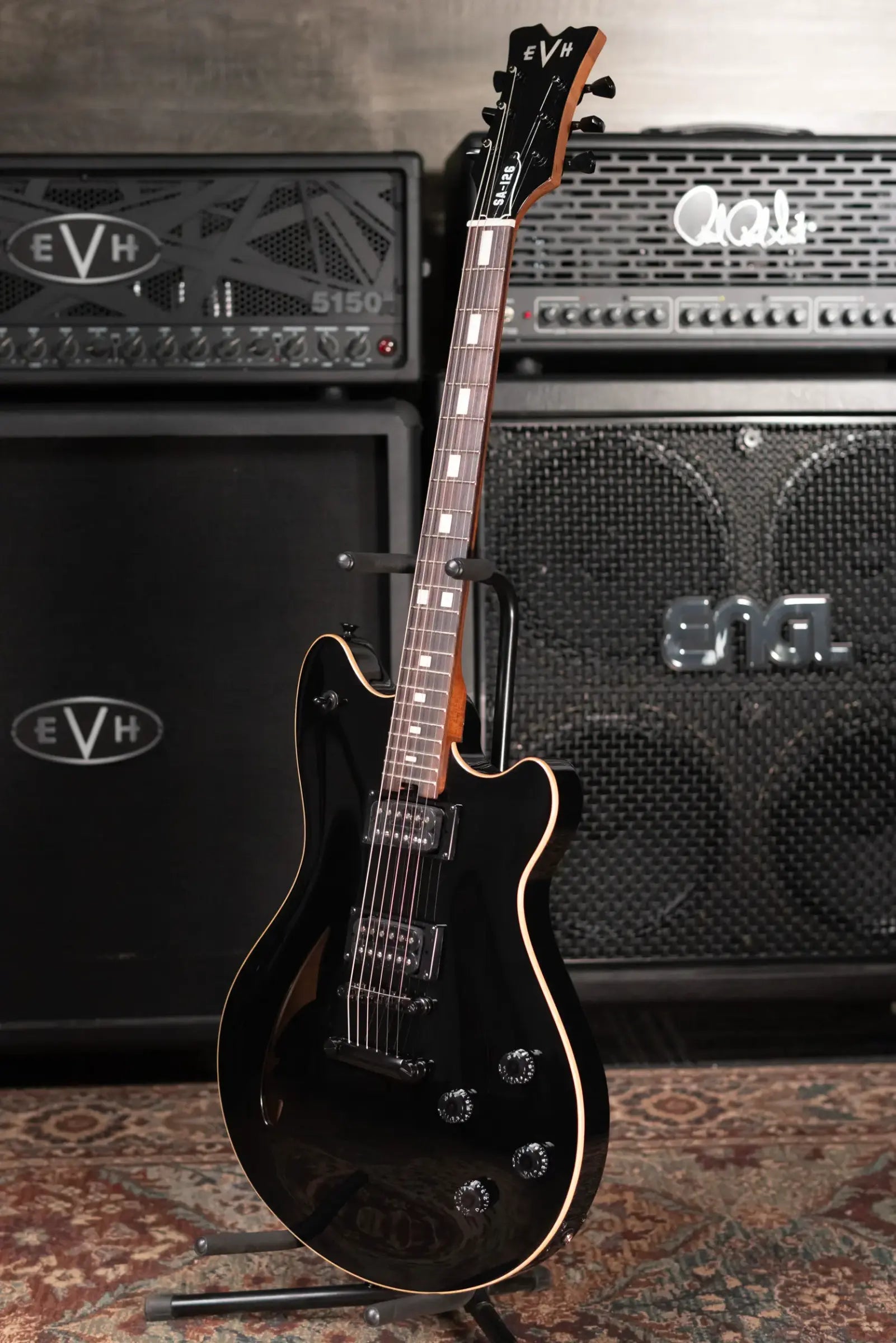 EVH SA-126 Standard Semi-Hollow Electric Guitar - Piano Black