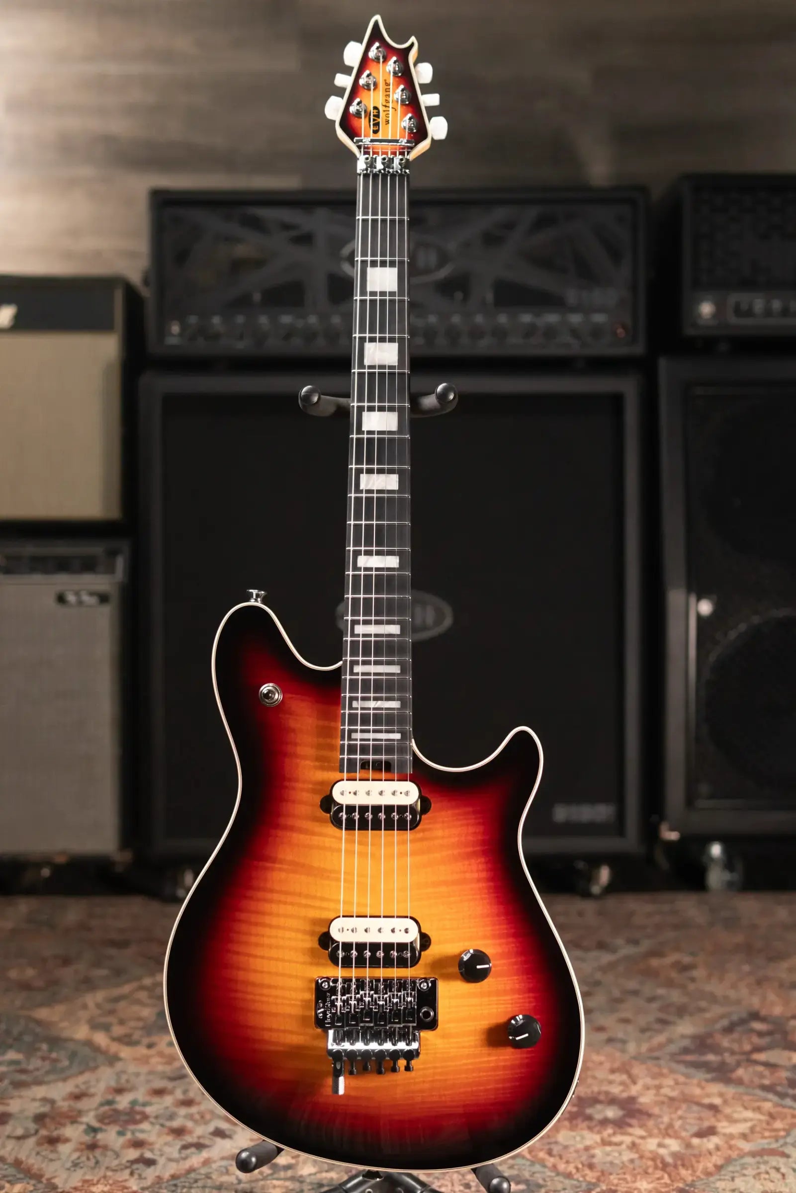 EVH Custom Shop USA Wolfgang Electric Guitar - 5A Flamed Maple 3-Tone Sunburst with Hardshell Case