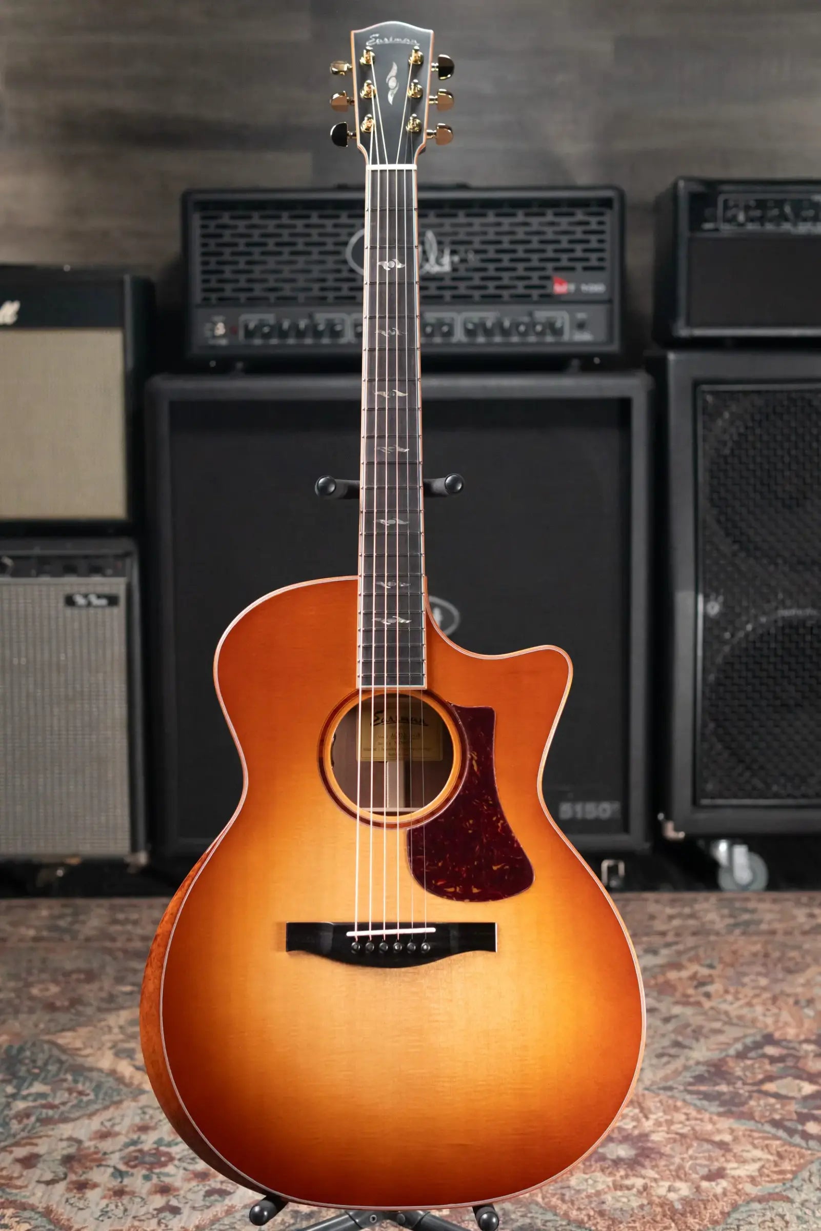 Eastman AC522CE-GB Grand Auditorium Acoustic/Electric Guitar - Goldburst with Hardshell Case