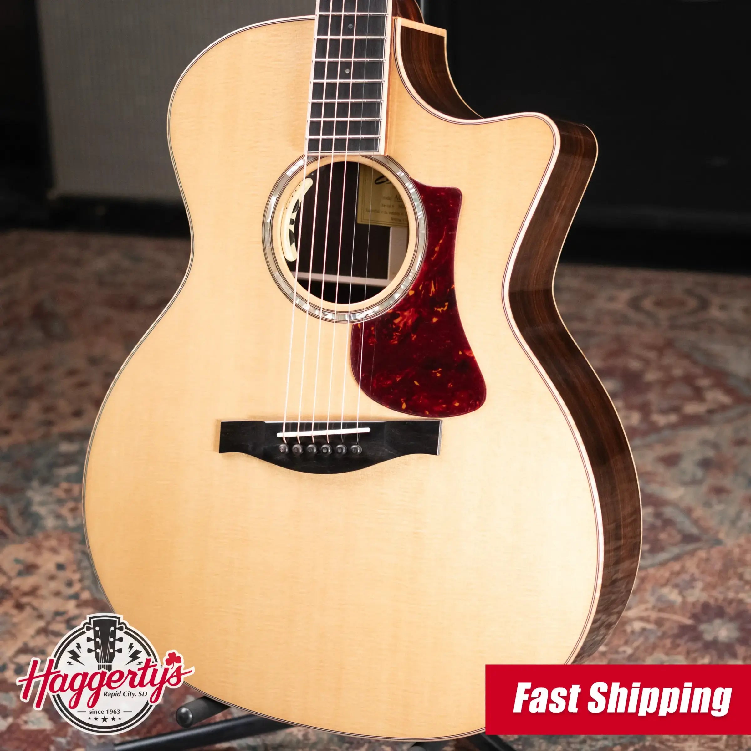 Eastman AC822CE-FF Fan Fret Grand Auditorium Acoustic/Electric Guitar with Hardshell Case