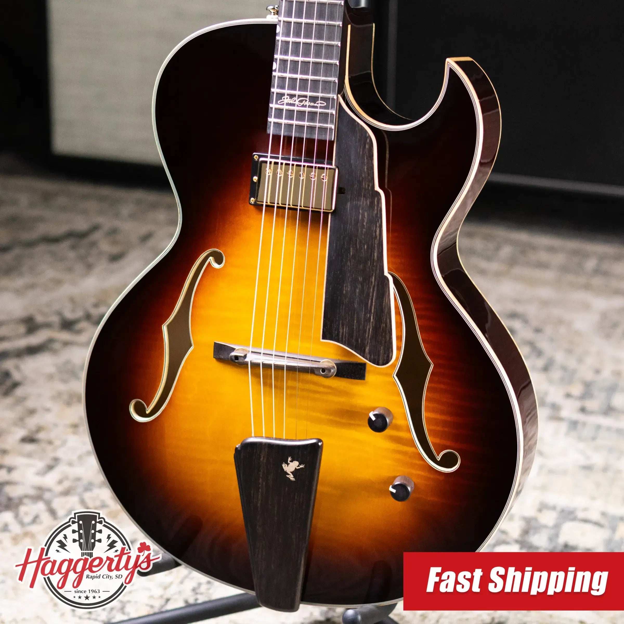 Eastman AR480CE-SB John Pisano Signature Archtop Hollowbody Electric Guitar - Sunburst with Hardshell Case