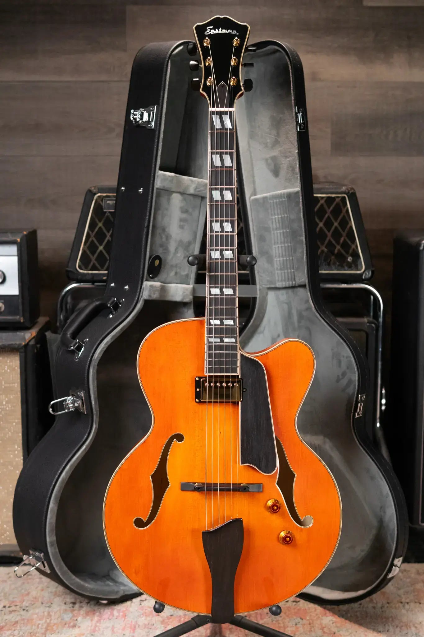 Eastman AR580CE-HB Archtop Electric Guitar - Honey Burst with Hardshell Case