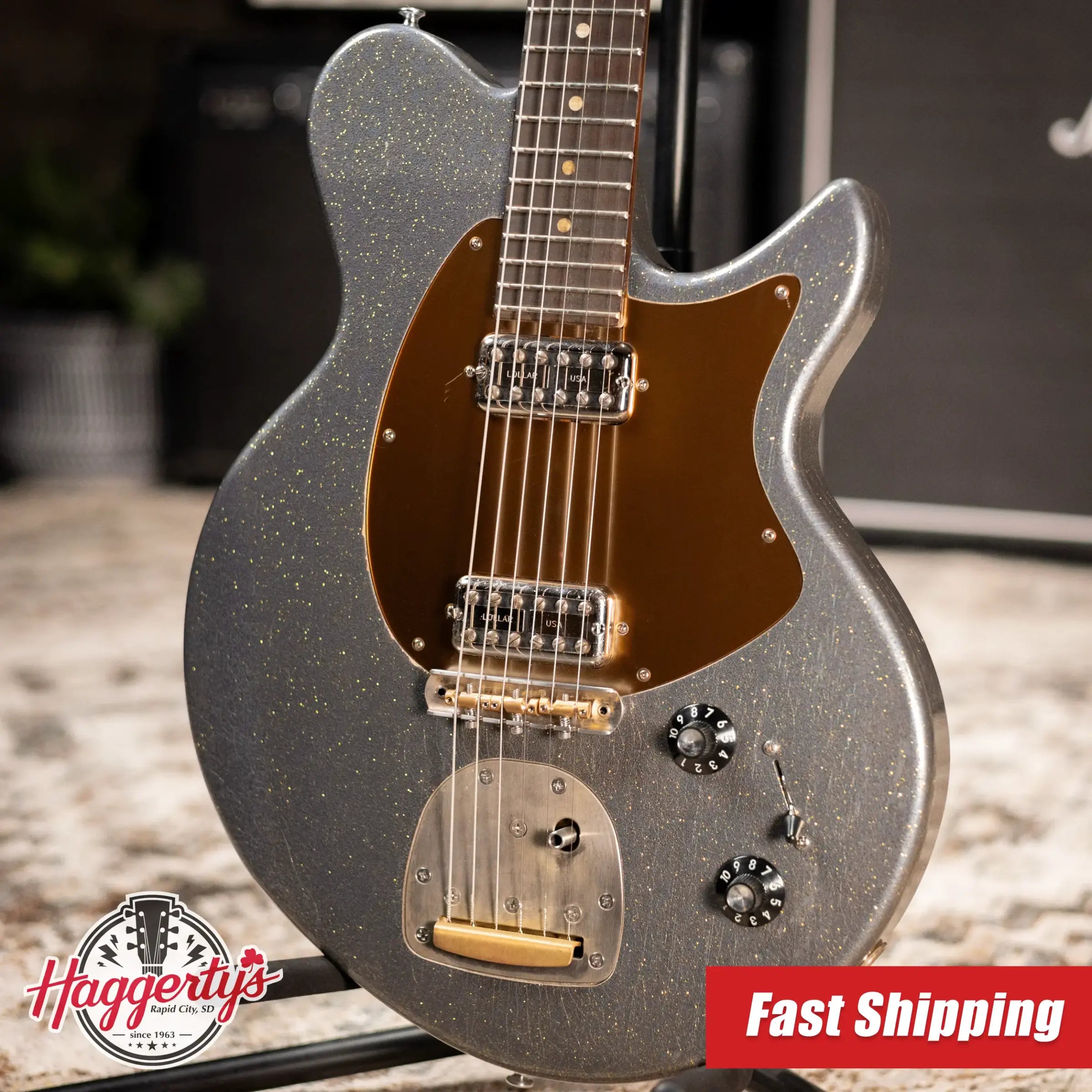 Eastman Kauffmann Series Offset Deluxe - Made in Holland - Light Relic Electric Guitar - Charcoal Sparkle with Structured Gig Bag