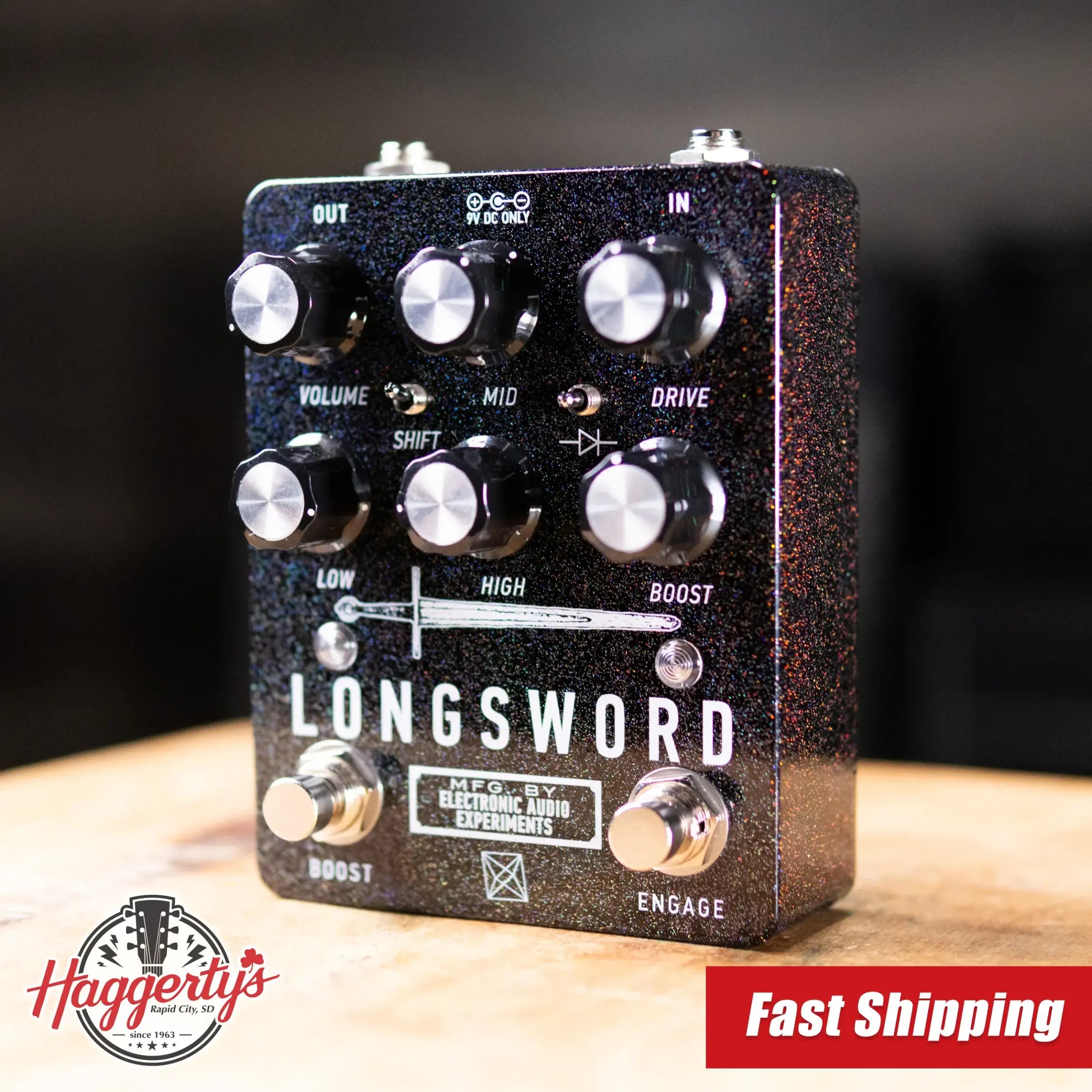 Electronic Audio Experiments Longsword Overdrive Effect Pedal - Black Sparkle - Used
