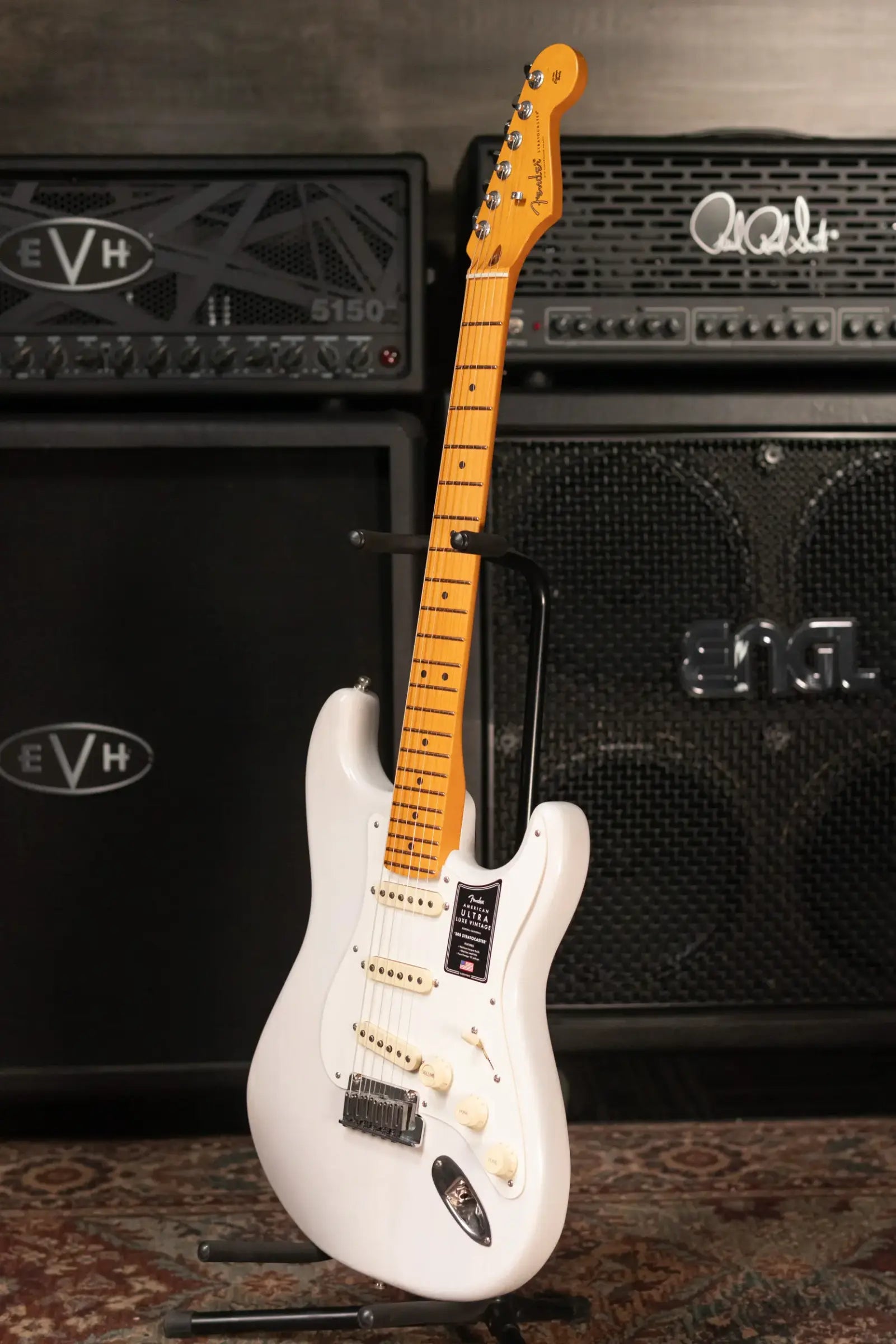 Fender American Ultra Luxe '50s Stratocaster Electric Guitar - White Blonde with Deluxe Hardshell Case