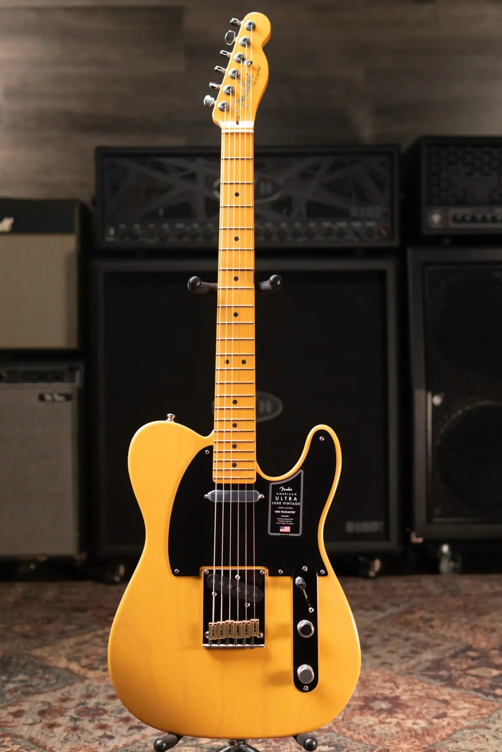 Fender American Ultra Luxe Vintage '50s Telecaster Electric Guitar - Butterscotch Blonde with Deluxe Hardshell Case