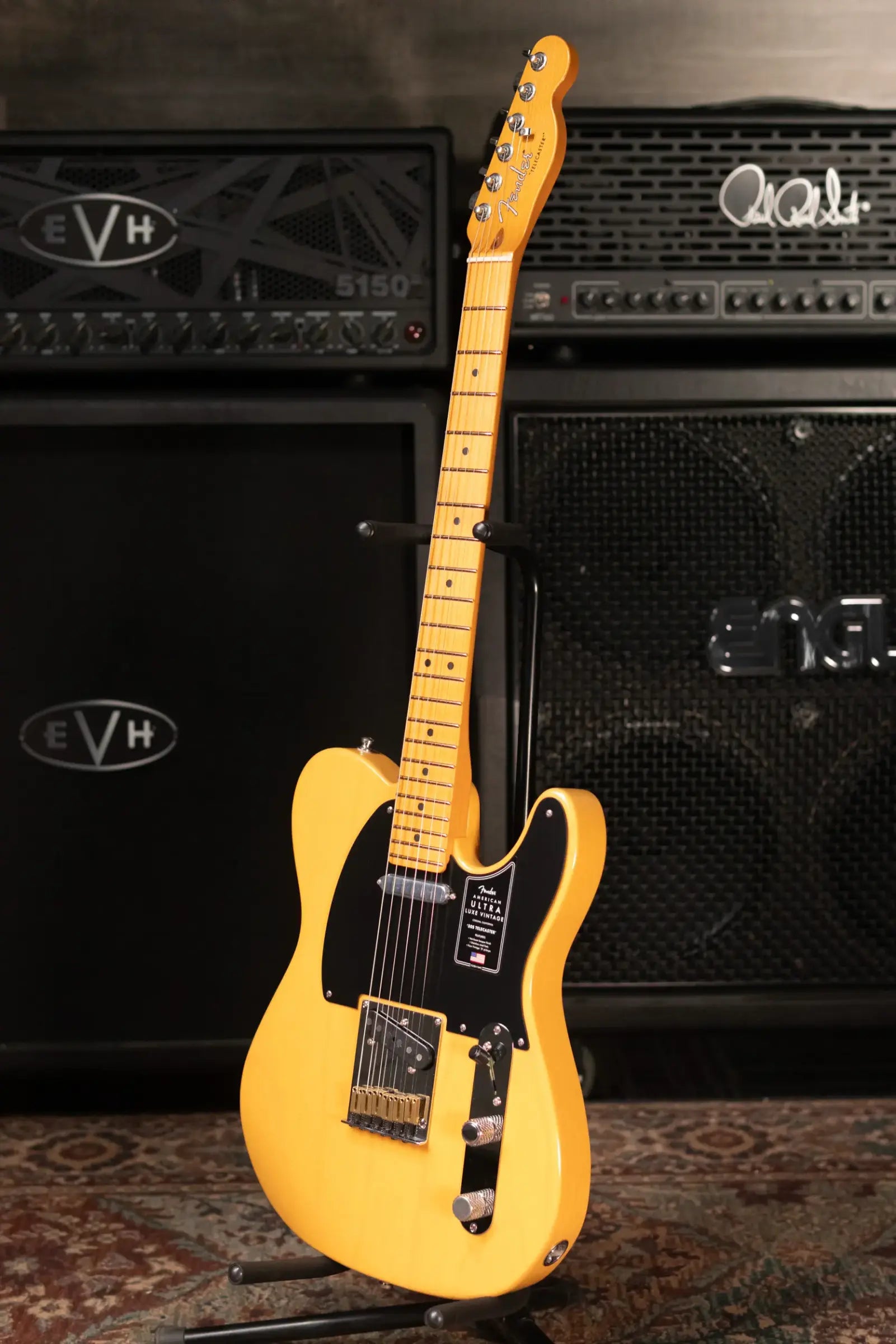 Fender American Ultra Luxe Vintage '50s Telecaster Electric Guitar - Butterscotch Blonde with Deluxe Hardshell Case