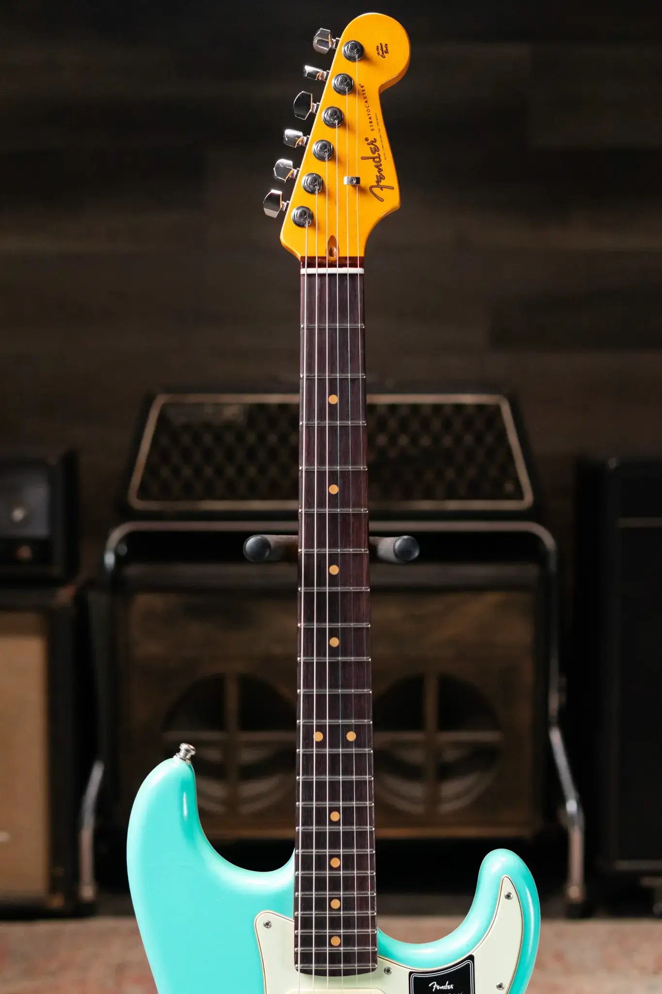 Fender American Ultra Luxe '60s Stratocaster HSS, Rosewood Fingerboard Electric Guitar - Sea Foam Green with Deluxe Hardshell Case