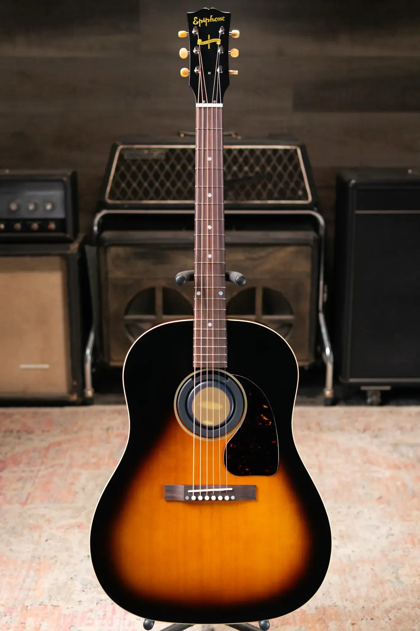Epiphone 1942 Banner J-45 Reissue Acoustic/Electric Guitar - Vintage Sunburst with Hardshell Case