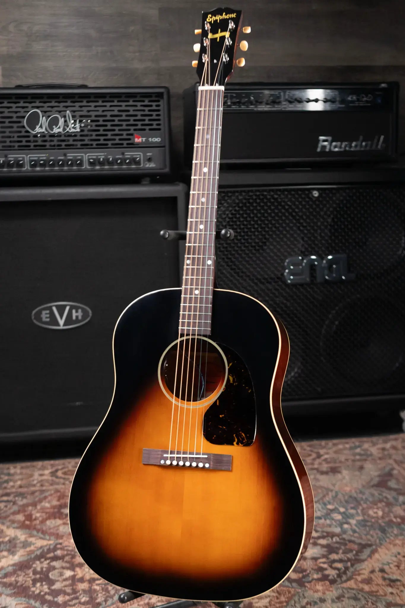 Epiphone 1942 Banner J-45 Reissue Acoustic/Electric Guitar - Vintage Sunburst with Hardshell Case
