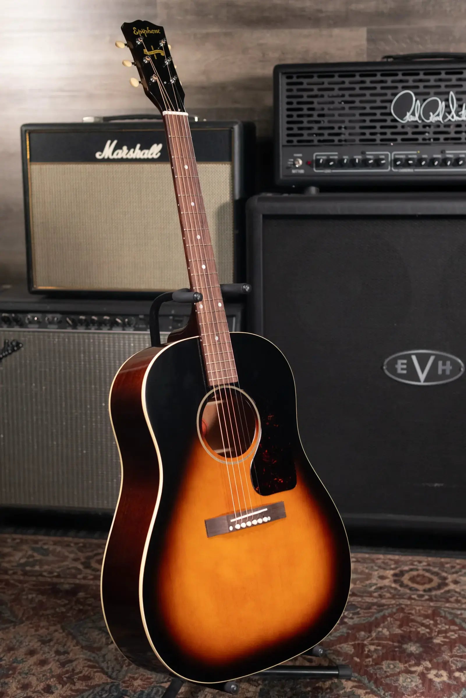Epiphone 1942 Banner J-45 Reissue Acoustic/Electric Guitar - Vintage Sunburst with Hardshell Case
