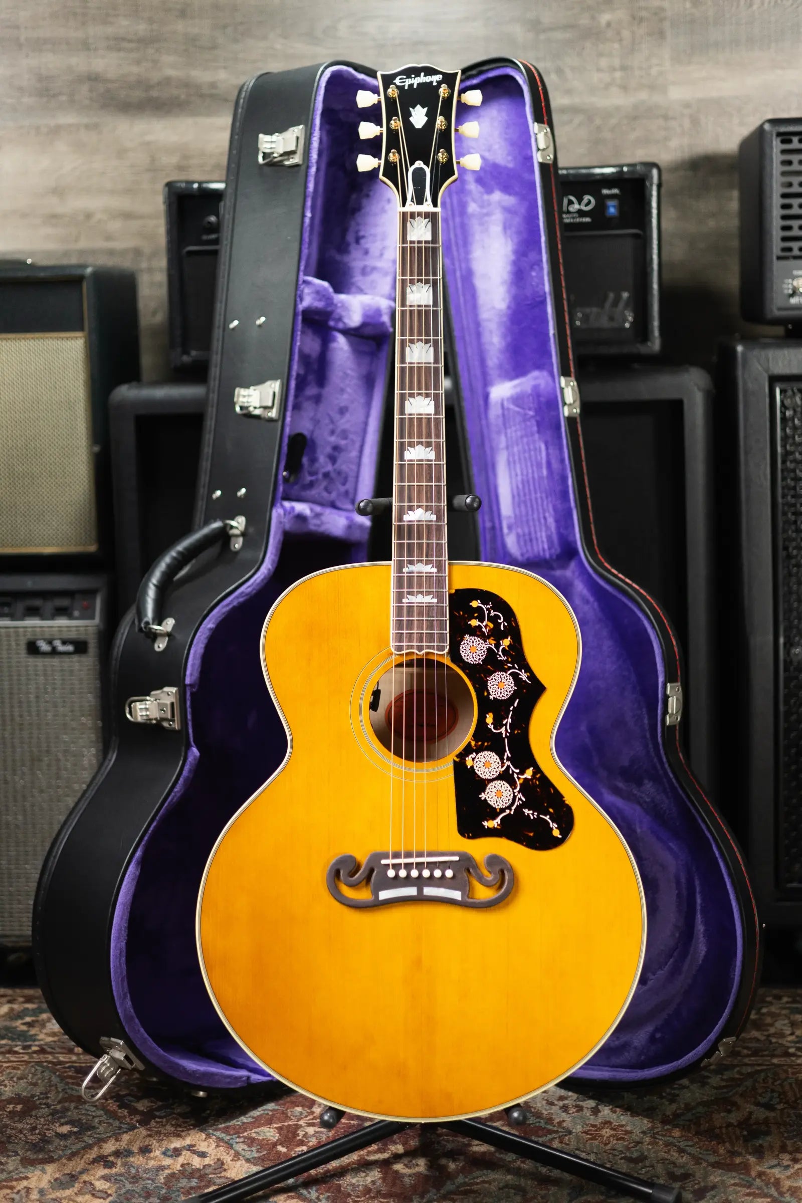 Epiphone 1957 SJ-200 Reissue Acoustic/Electric Guitar - Antique Natural with Hardshell Case