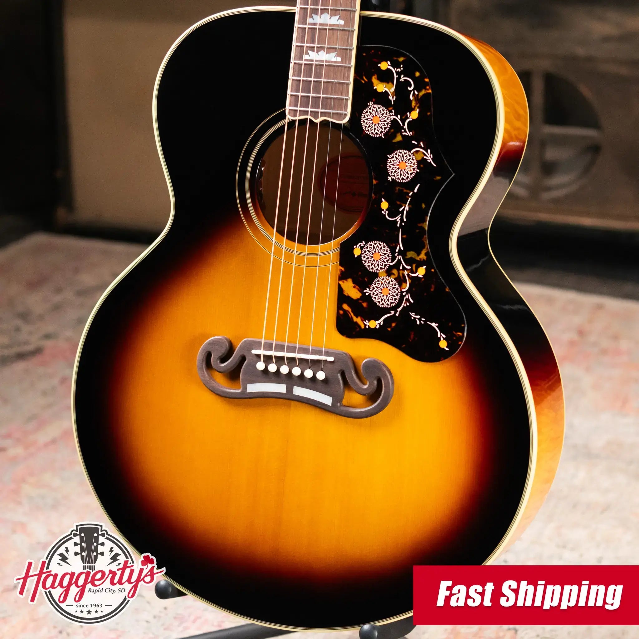 Epiphone 1957 SJ-200 Reissue Acoustic/Electric Guitar - Vintage Sunburst with Hardshell Case