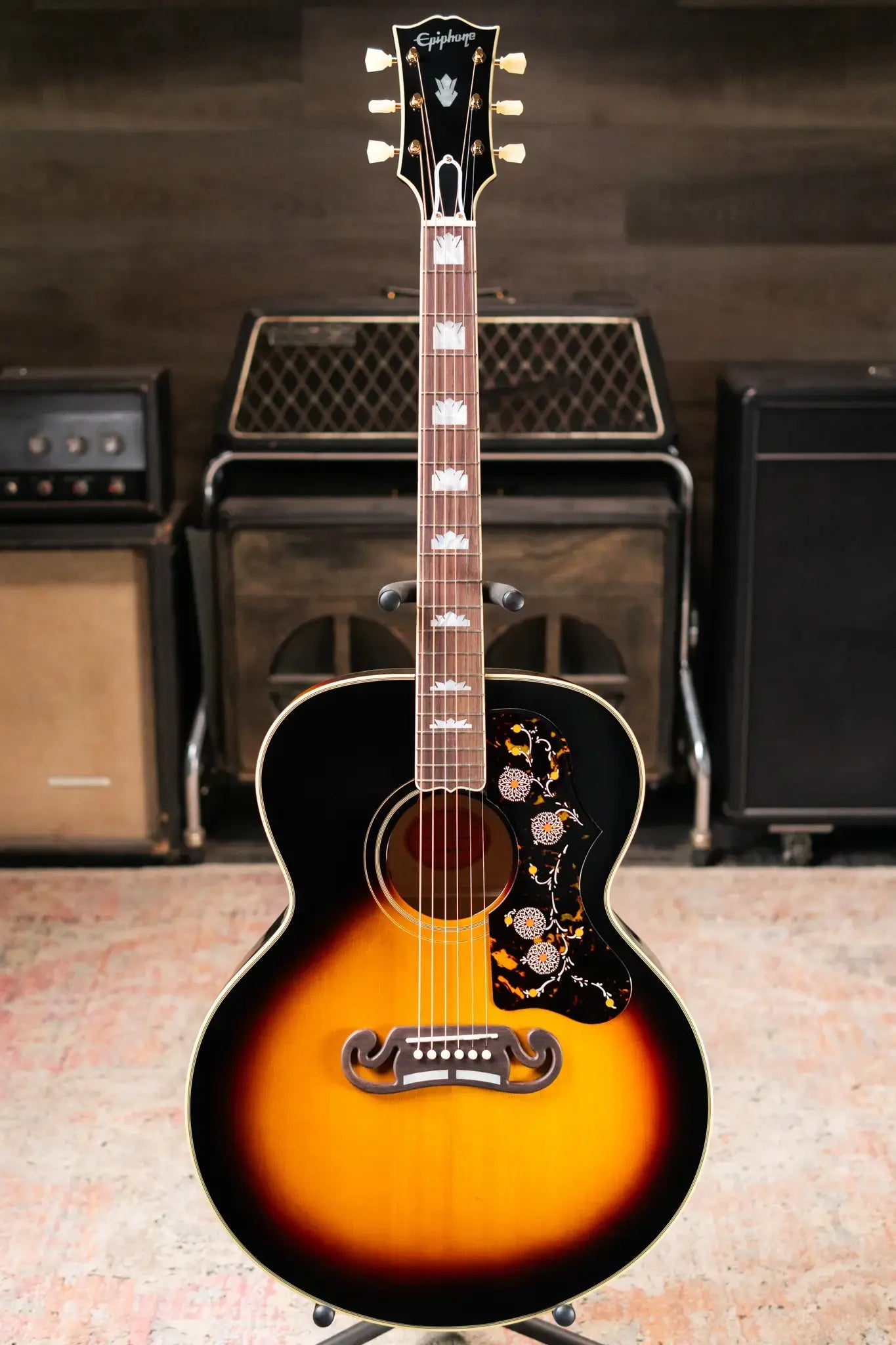 Epiphone 1957 SJ-200 Reissue Acoustic/Electric Guitar - Vintage Sunburst with Hardshell Case