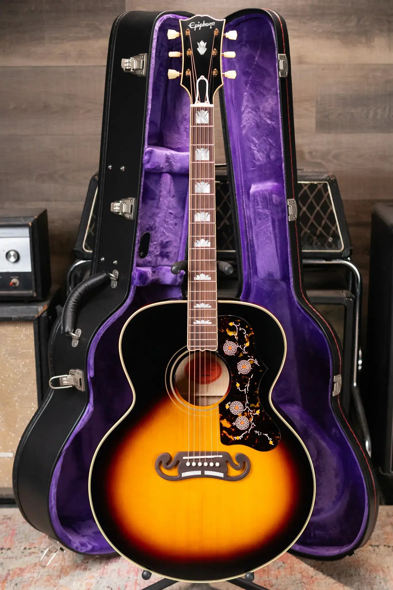 Epiphone 1957 SJ-200 Reissue Acoustic/Electric Guitar - Vintage Sunburst with Hardshell Case