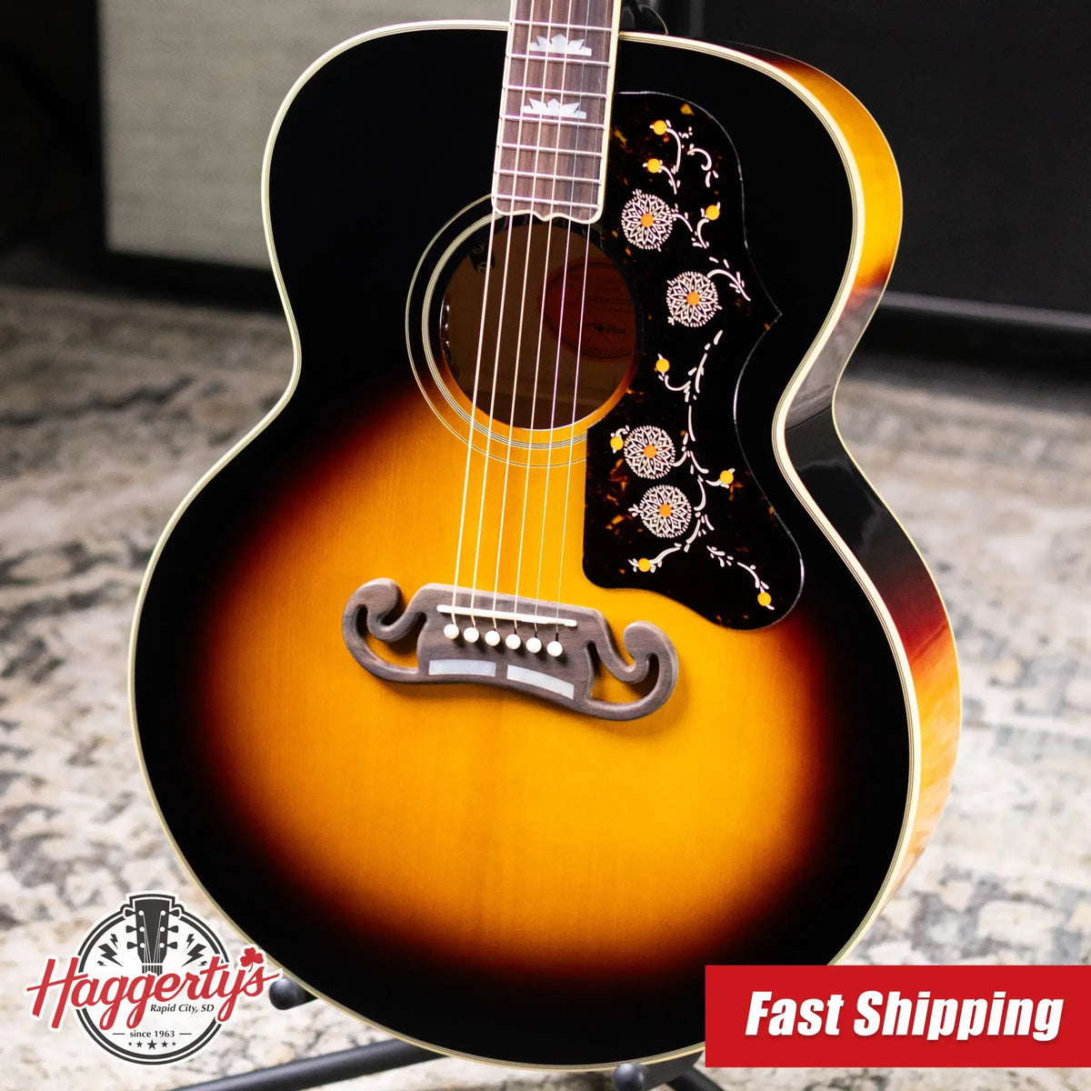 Epiphone 1957 SJ-200 Reissue Acoustic/Electric Guitar - Vintage Sunburst with Hardshell Case