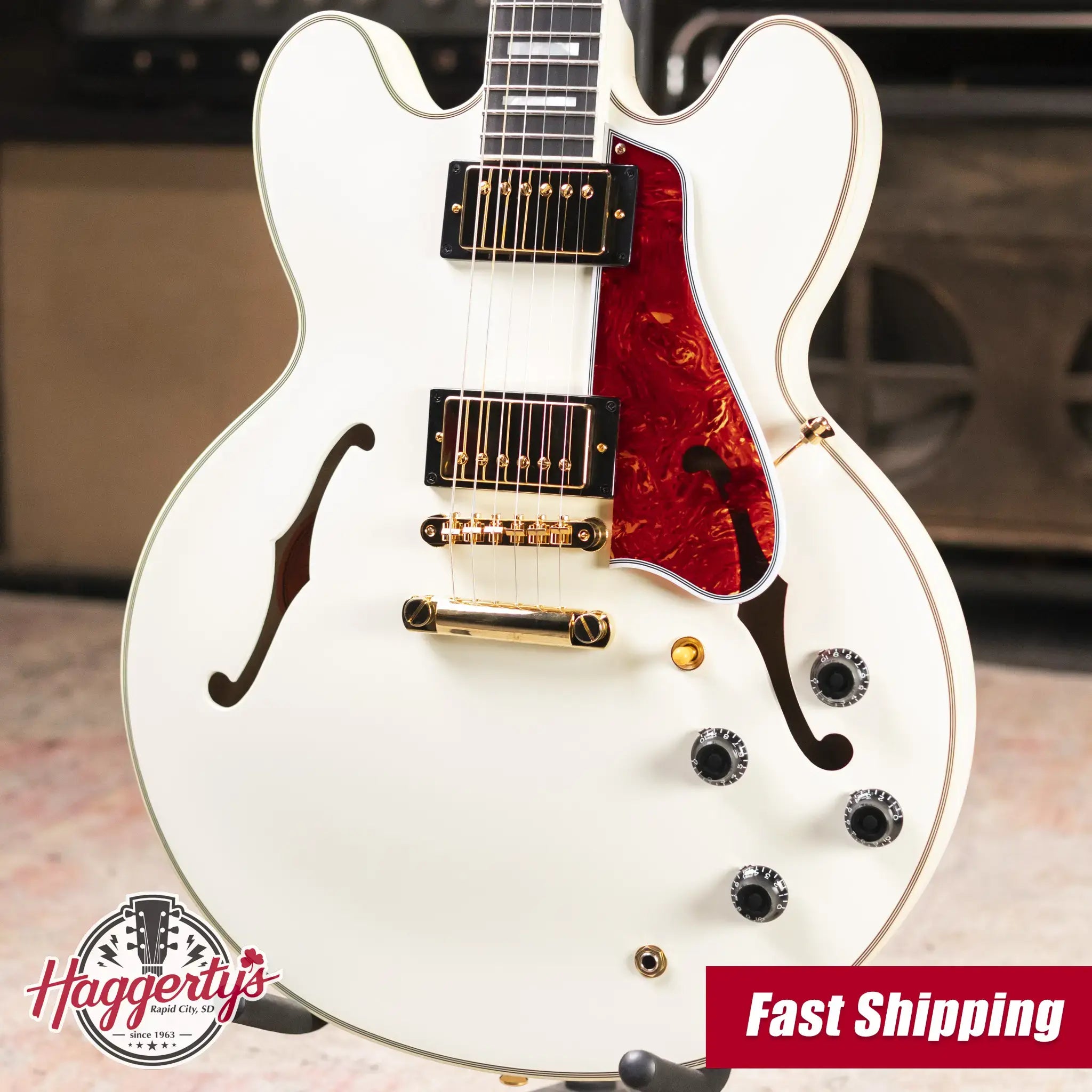 Epiphone 1959 ES-355 Semi-Hollow Electric Guitar - Classic White with Hardshell Case