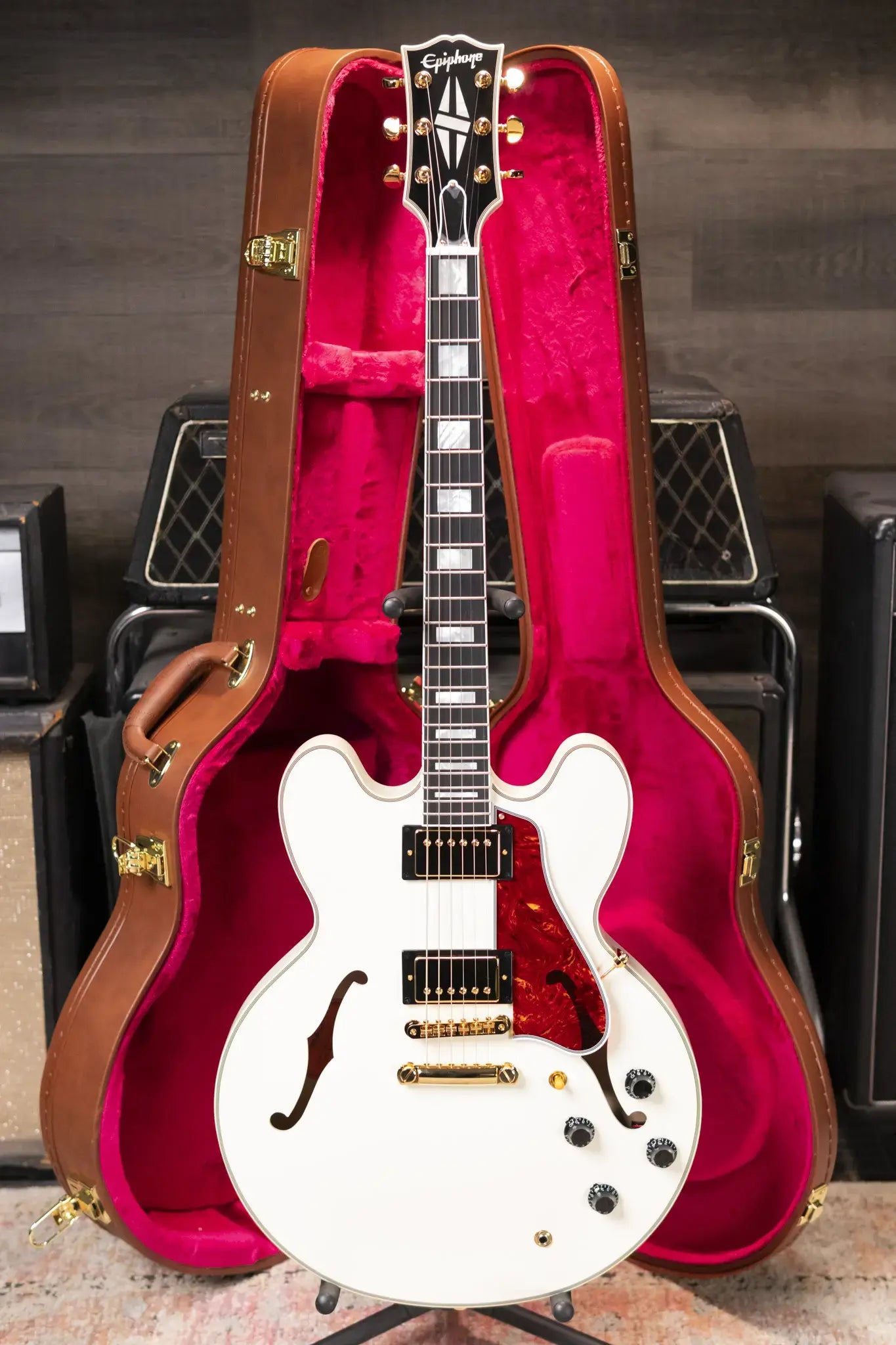 Epiphone 1959 ES-355 Semi-Hollow Electric Guitar - Classic White with Hardshell Case