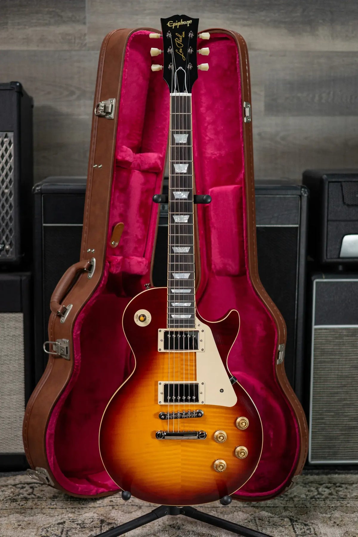 Epiphone 1959 Les Paul Standard Reissue Electric Guitar - Deep Cherry Sunburst with Hardshell Case