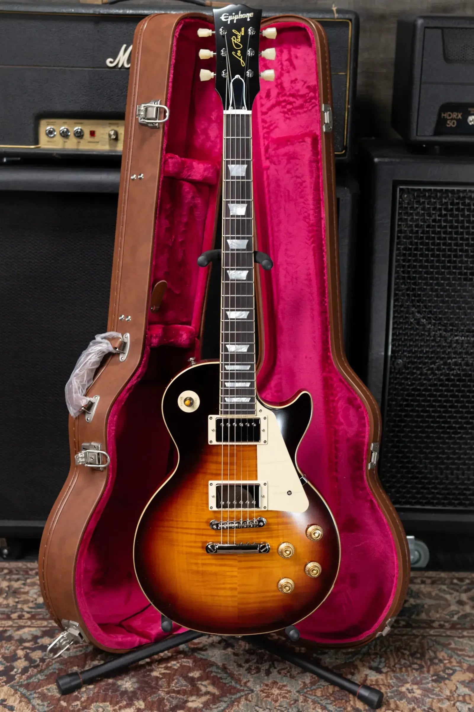 Epiphone 1959 Les Paul Standard Reissue Electric Guitar - Washed Bourbon Burst with Hardshell Case