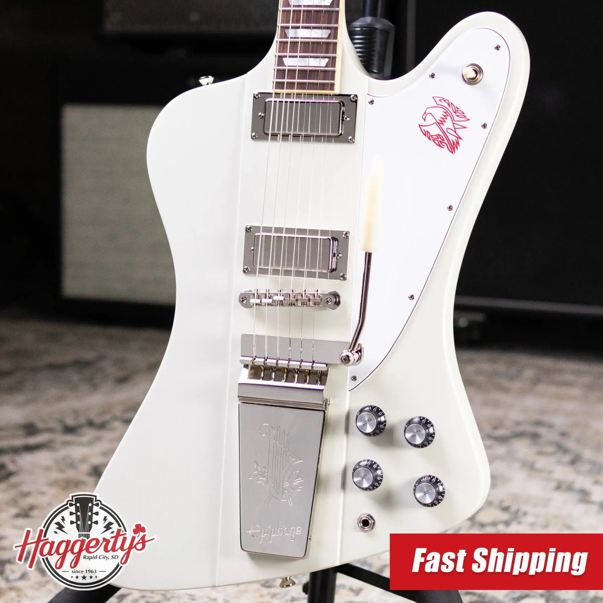 Epiphone 1963 Firebird V Reissue Electric Guitar - Polaris White with Hardshell Case