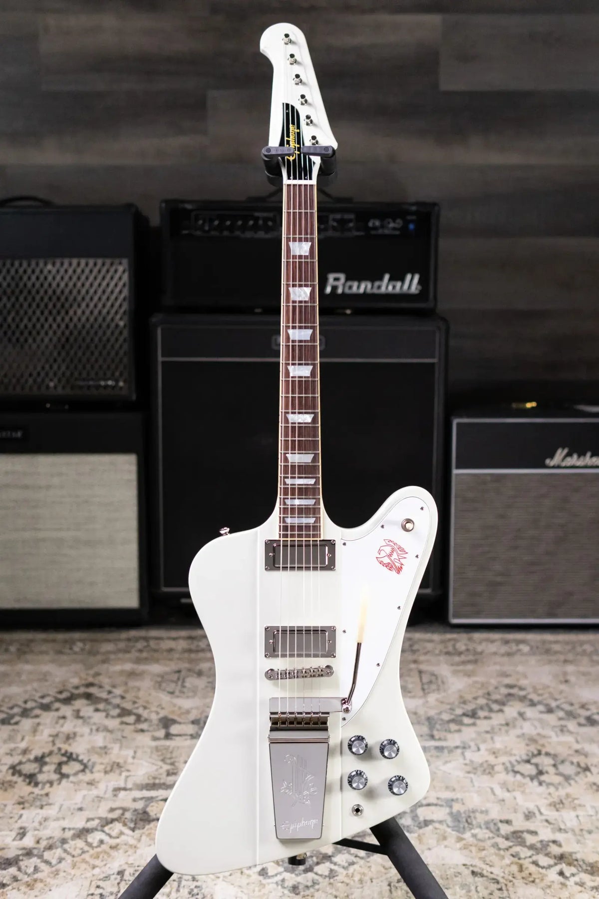 Epiphone 1963 Firebird V Reissue Electric Guitar - Polaris White with Hardshell Case