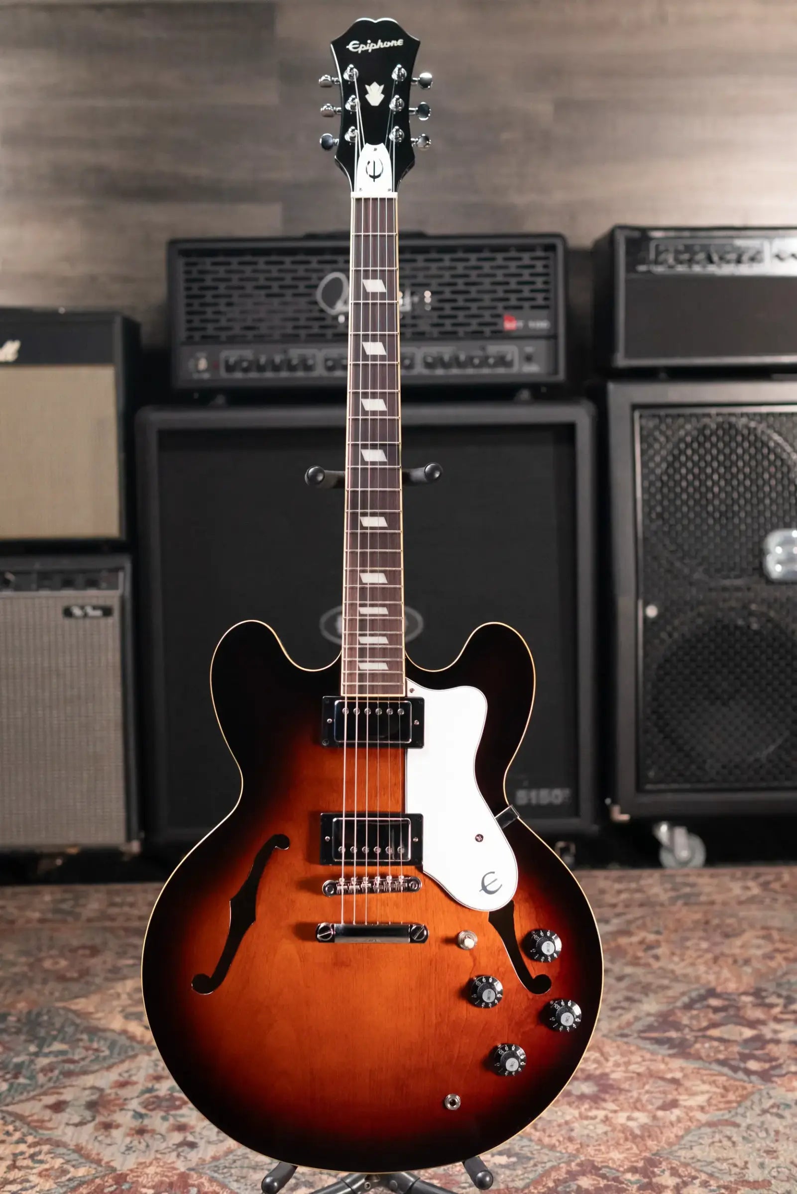 Epiphone Bonehead Signature Riviera Electric Guitar - Dark Tobacco Sunburst with Hardshell Case