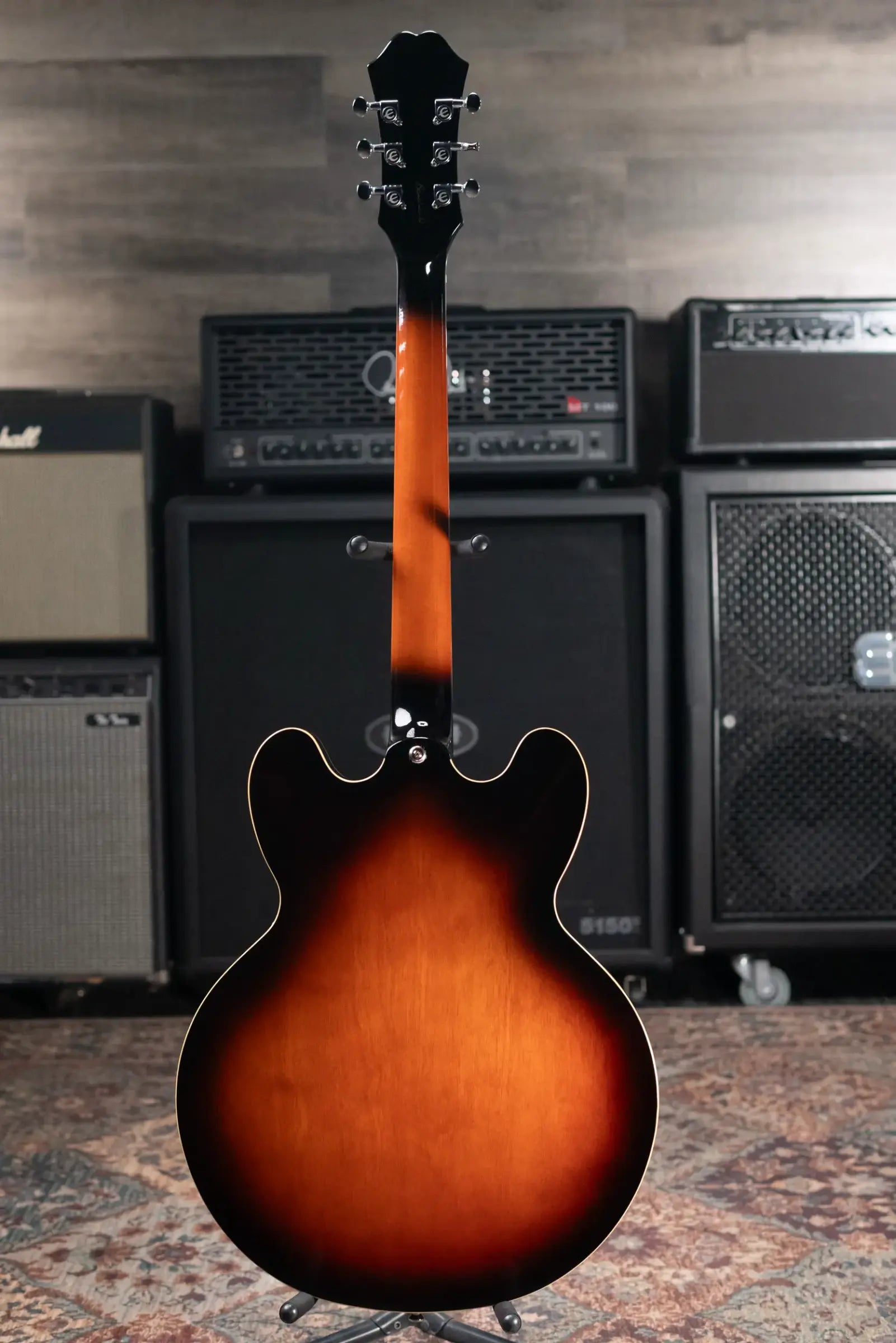 Epiphone Bonehead Signature Riviera Semi-Hollow Electric Guitar - Dark Tobacco Sunburst with Hardshell Case